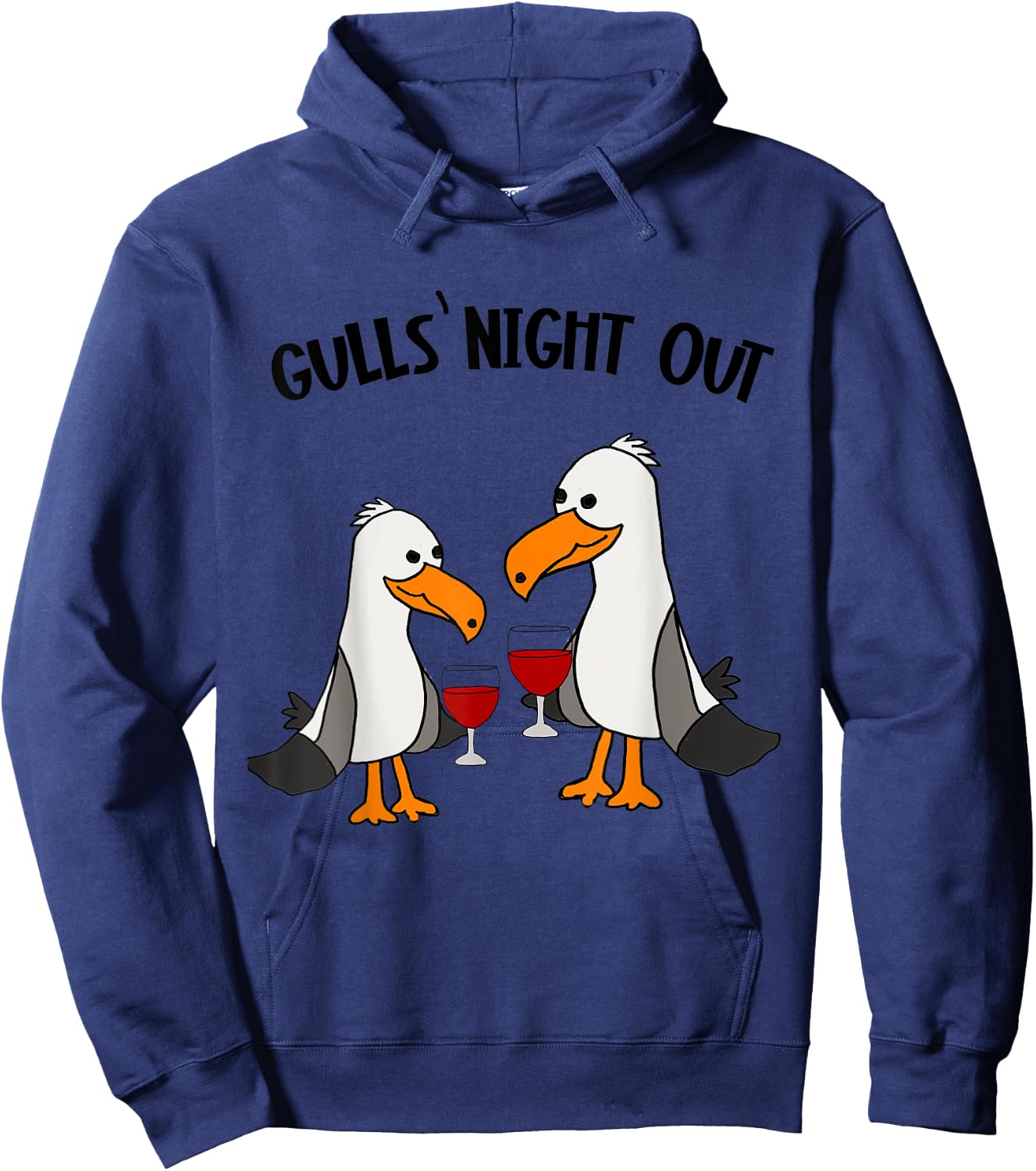 Smileteesbirdsa Funny Gulls Night Out Seagulls and Wine Pun Hoodie - Hoodie | Navy