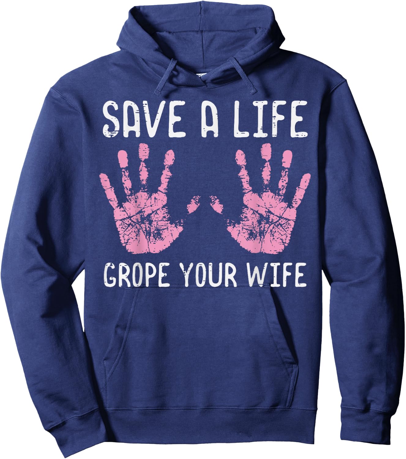 Breast Cancer Save Life Grope Wife Fun Awareness Husband Men Hoodie - Hoodie | Navy