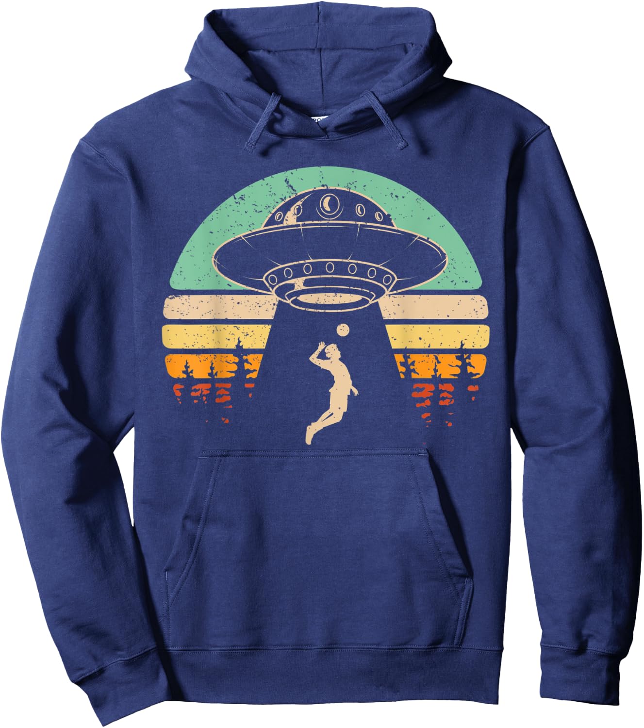 Alien Abduction Funny Volleyball Gift Alien Spaceship Sports Hoodie - Hoodie | Navy