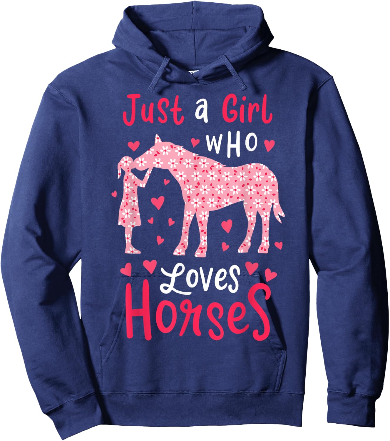Just A Girl Who Loves Horses Cute Horse Lover Gift Hoodie - Hoodie | Navy