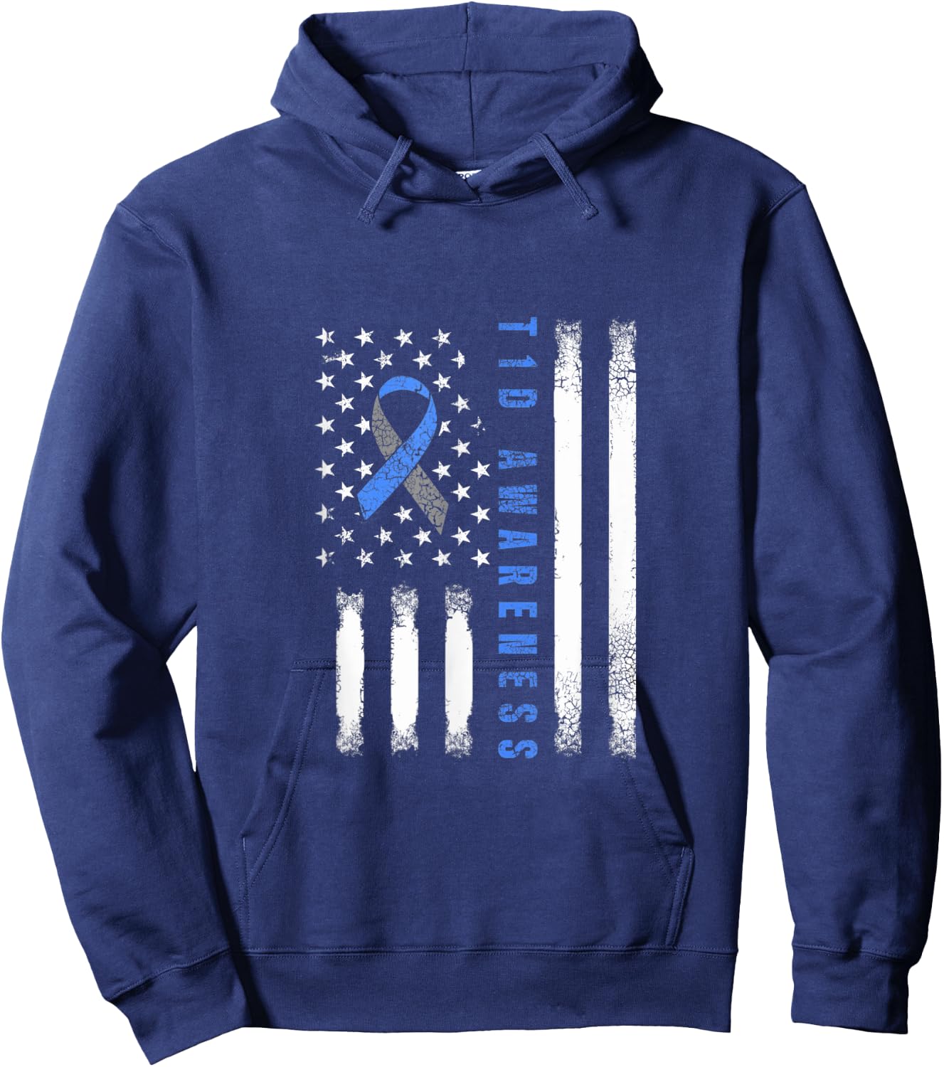 Type 1 Diabetes Awareness USA Flag T1D Warrior Survivor Women Men Hoodie - Hoodie | Navy
