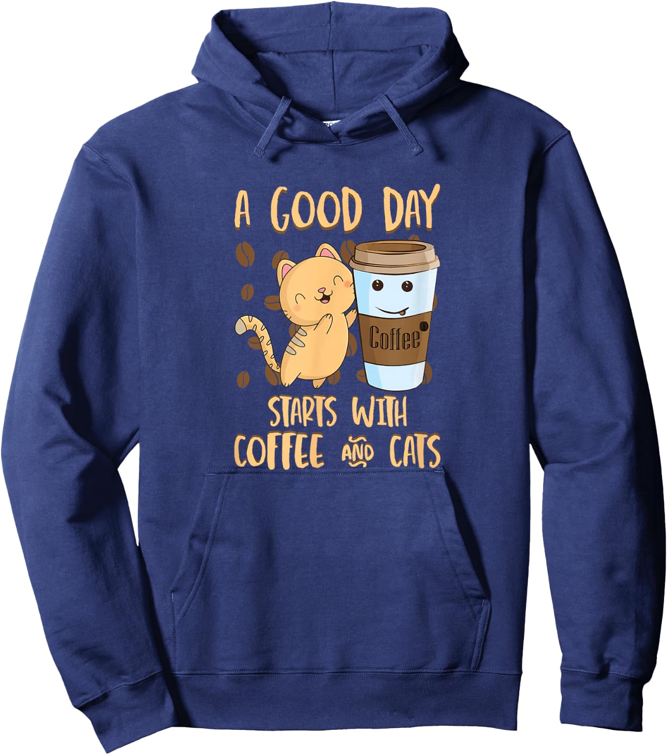 Cats Coffee A Good Day Starts With Coffee Cats Hoodie - Hoodie | Navy