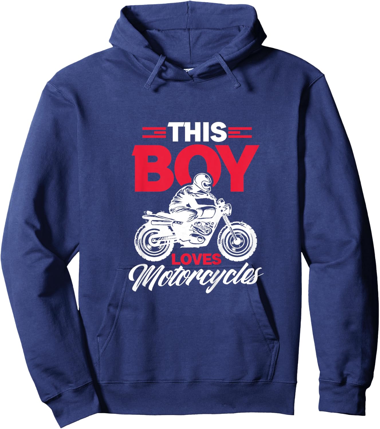 Kids Motorcycle Dirt Biker Funny This Boy Loves Motorcycles Hoodie - Hoodie | Navy