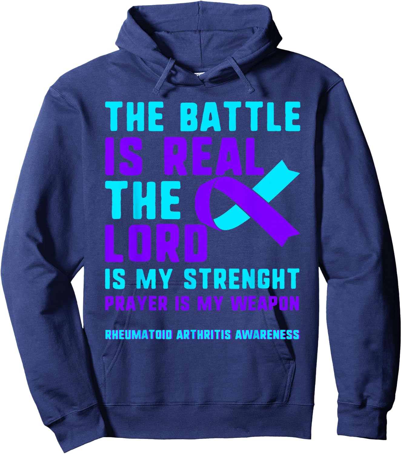 Rheumatoid Arthritis Real Battle Prayer RA Disease Warrior Hoodie - Hoodie | Navy