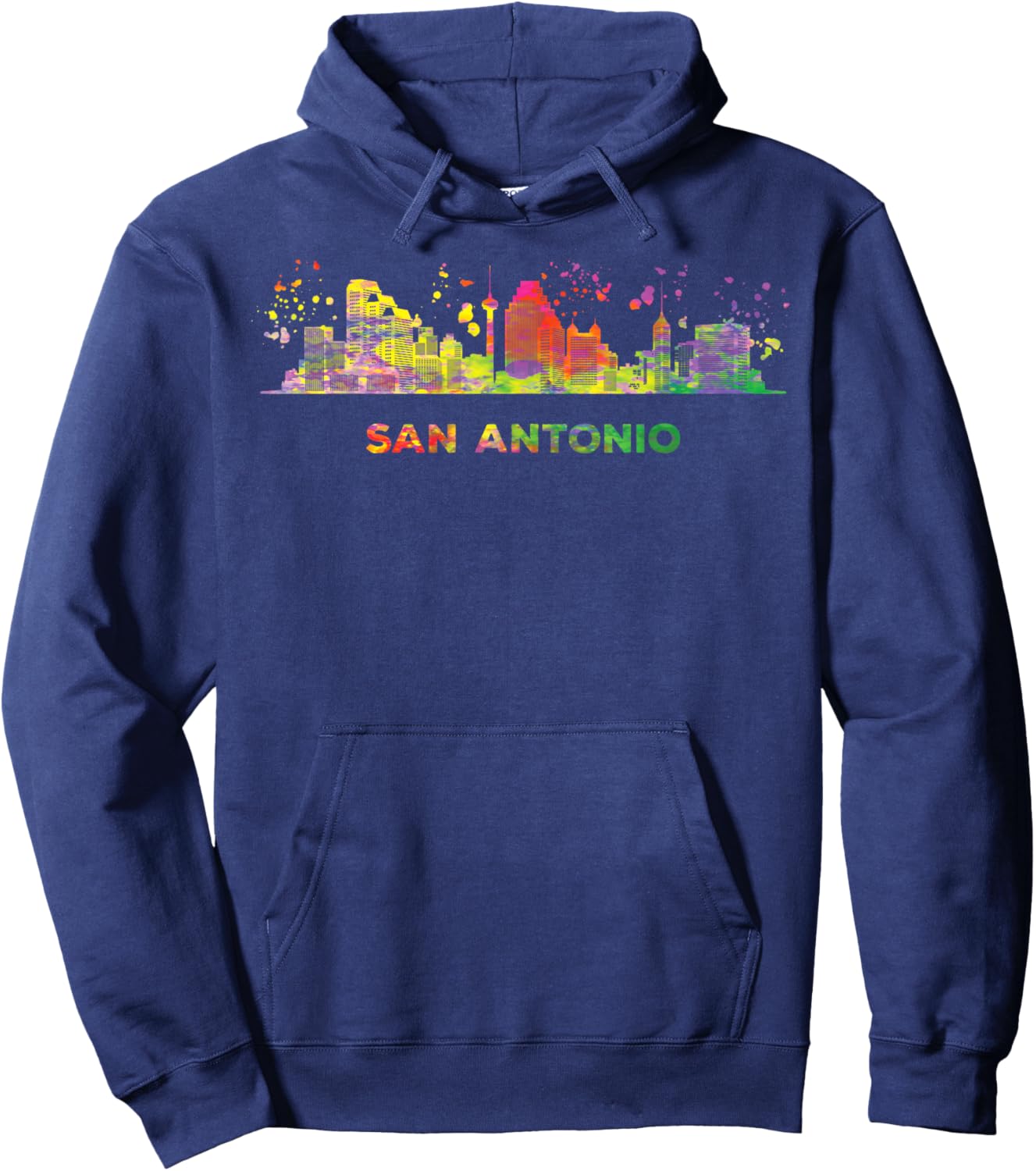 San Antonian Skyline Colorful Cityscape San Antonio Hoodie - Hoodie | Navy