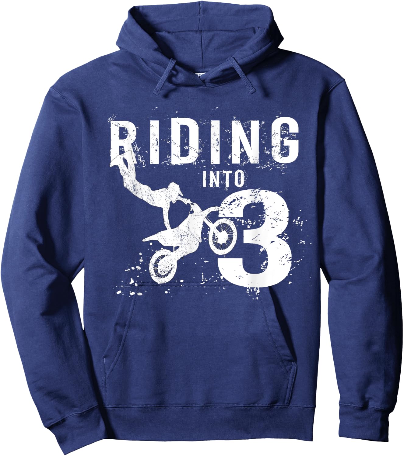 Riding Into 3 Years Old 3rd Birthday Boy Dirt Bike Party Hoodie - Hoodie | Navy