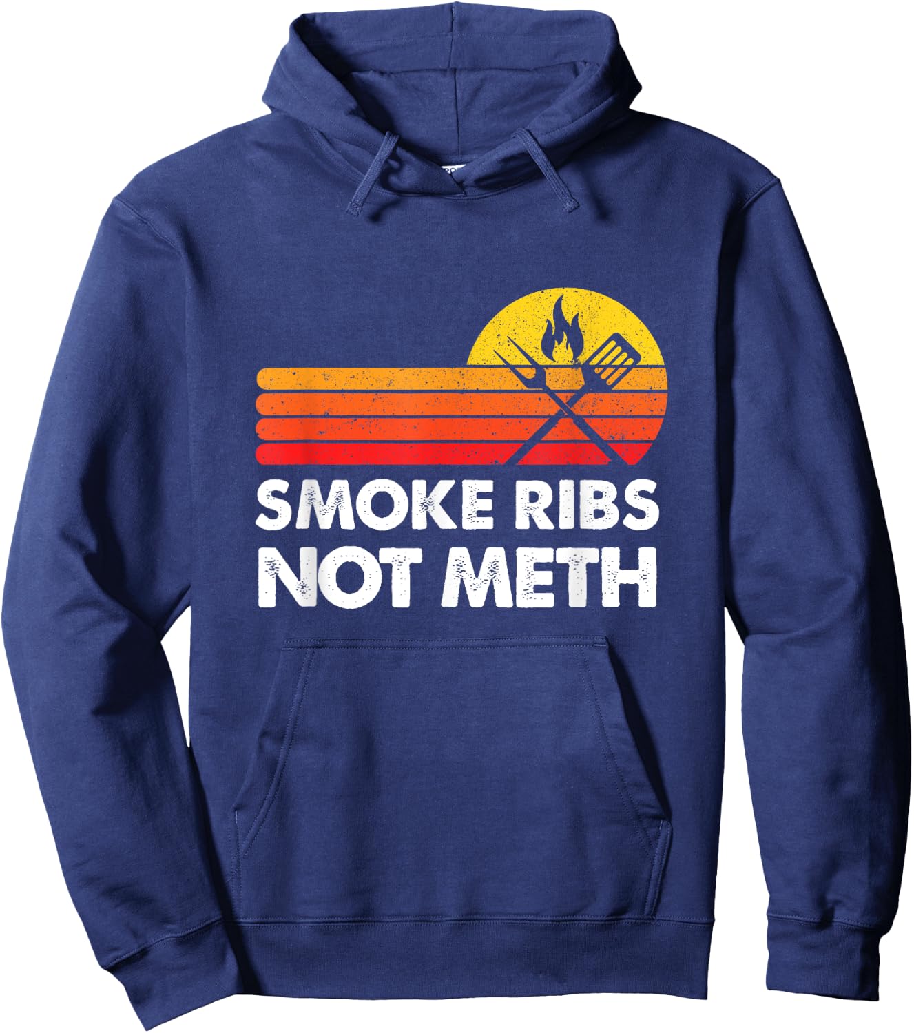 Smoke Brisket Not Meth Ribs Quote BBQ Gift Home Cook Dad Men Hoodie - Hoodie | Navy