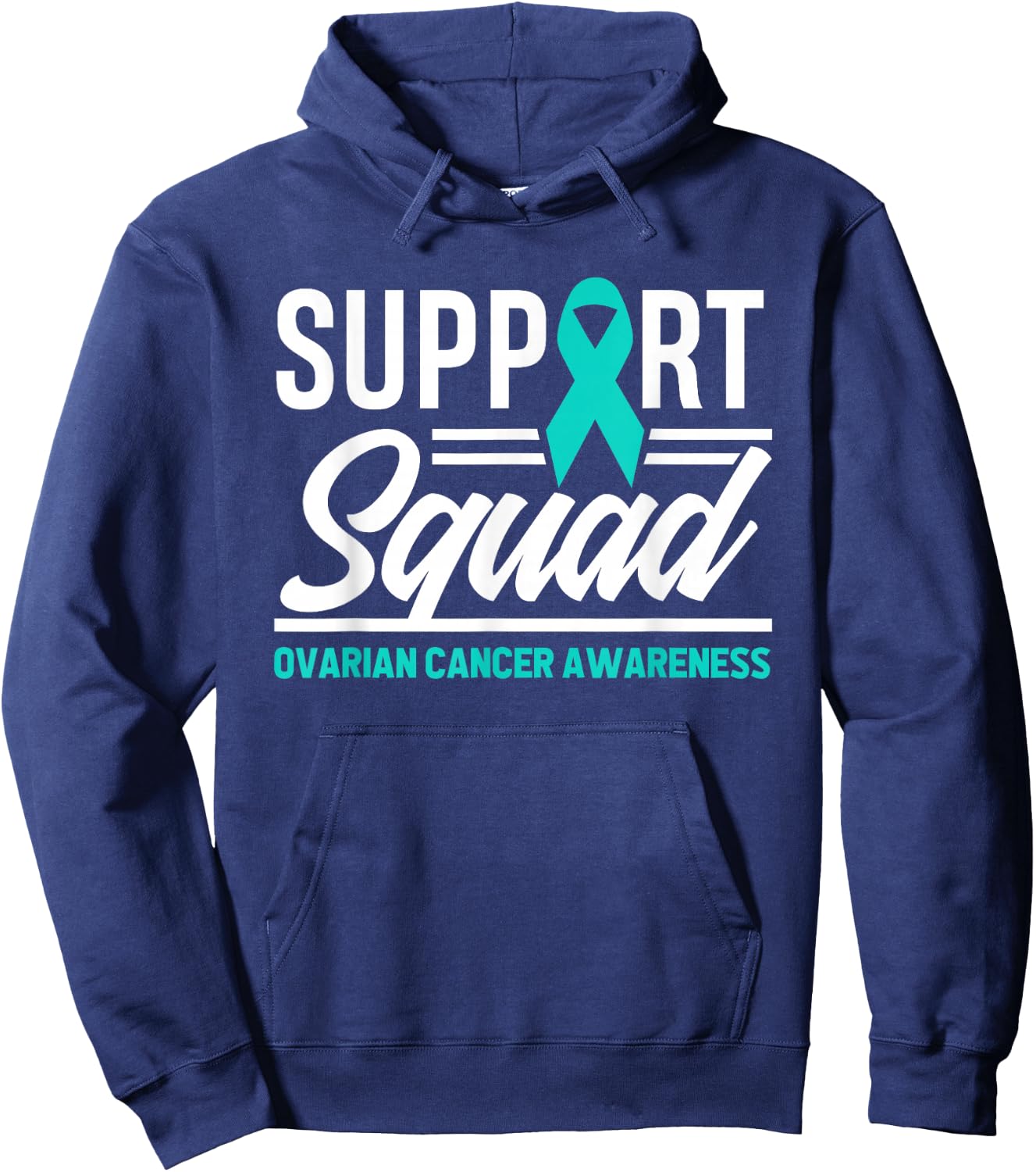 Cancer Warrior Support Squad Ovarian Cancer Awareness Hoodie - Hoodie | Navy