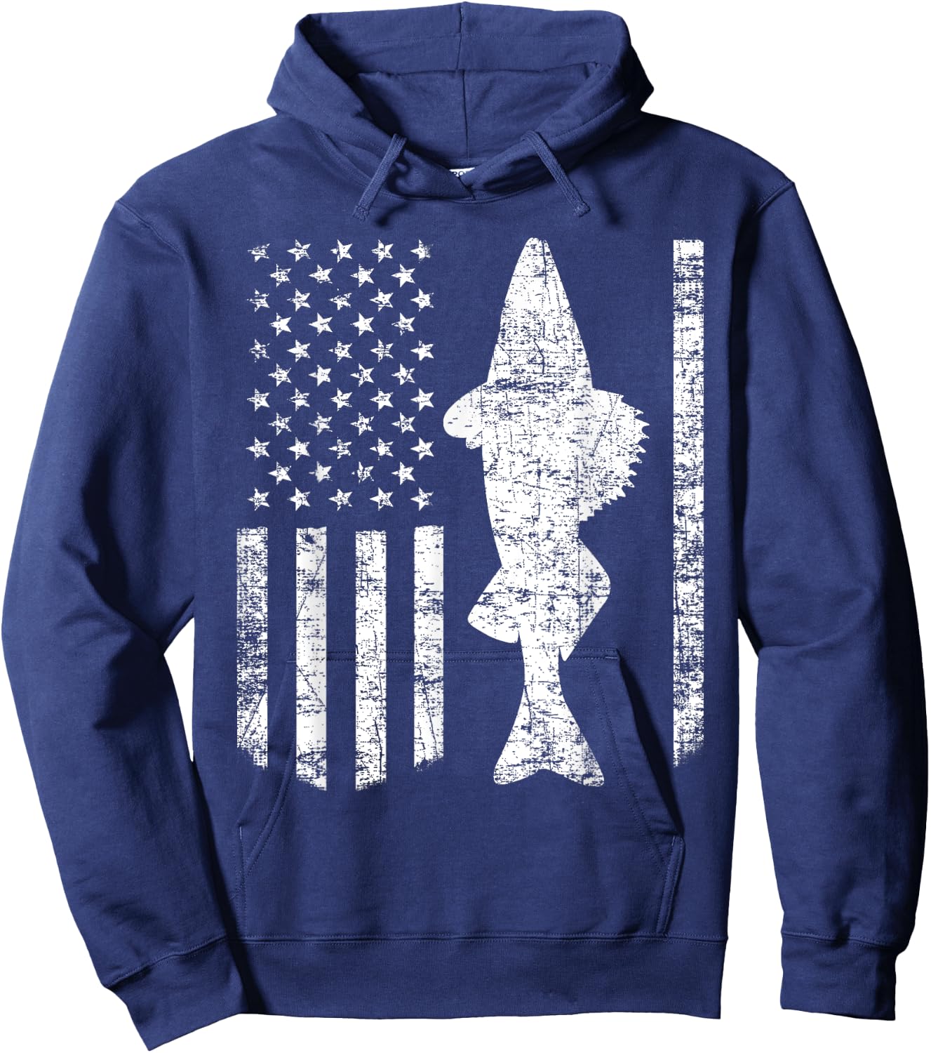 Walleye Fishing American Flag Fisherman Gift Hoodie - Hoodie | Navy