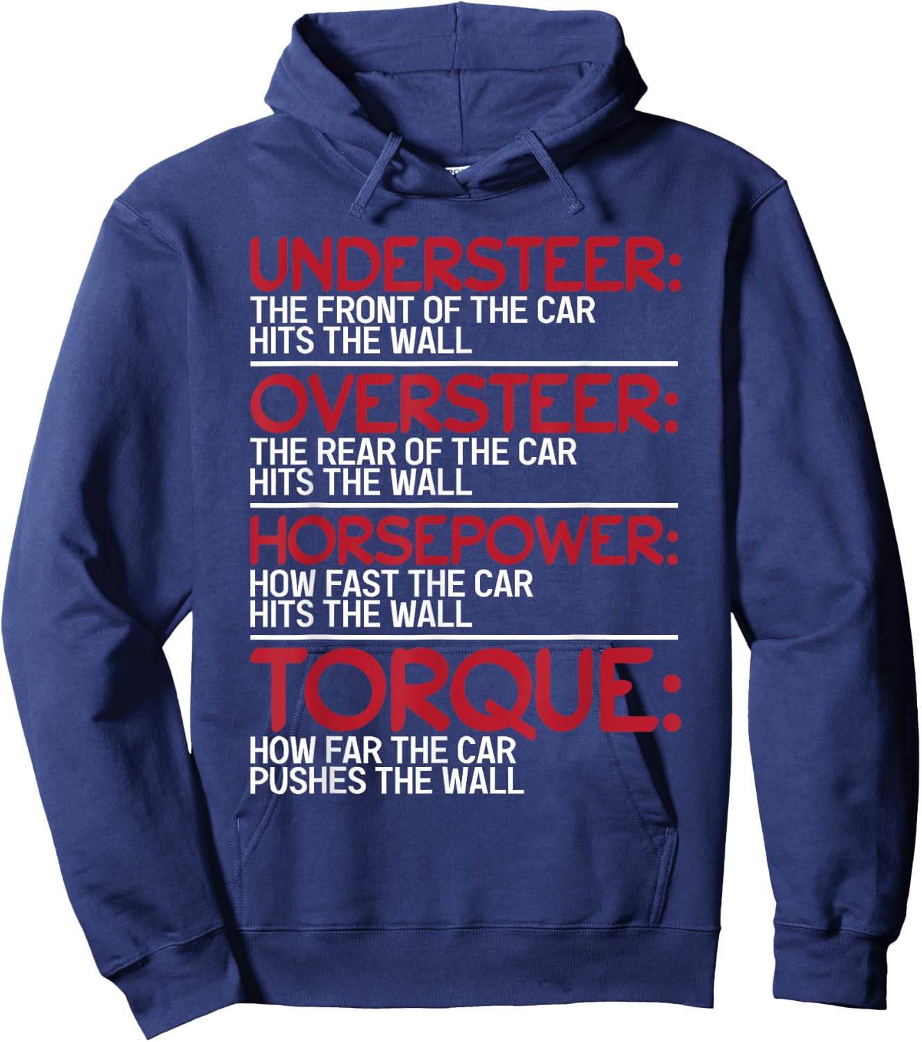 Understeer Oversteer Horsepower Torque Hoodie - Hoodie | Navy