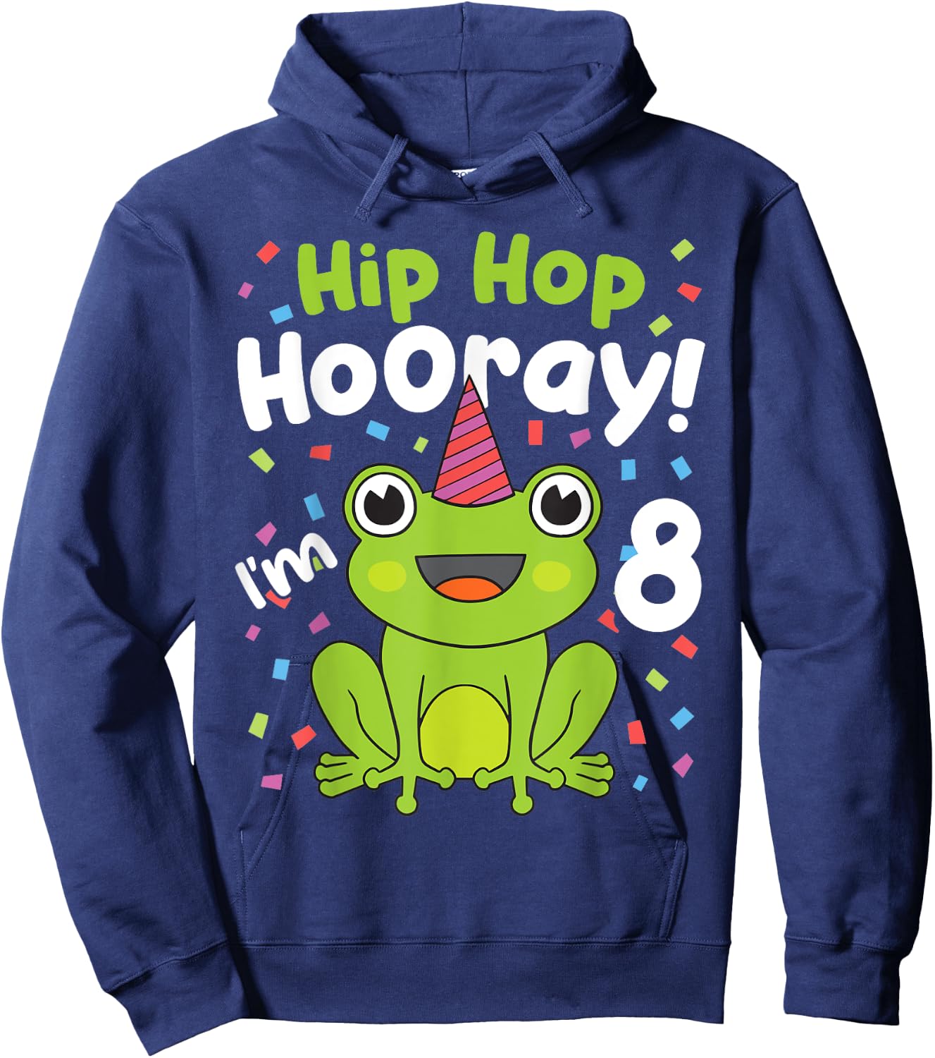 8th Birthday Boy Frog Lover 8 Year Old Funny B-Day Matching Hoodie - Hoodie | Navy