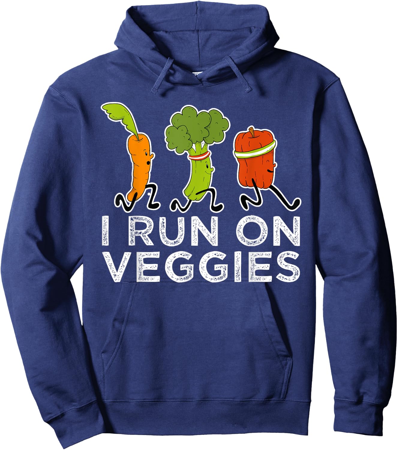 Vegan Athlete Marathon Runner I Run On Veggies Vegan Running Hoodie - Hoodie | Navy