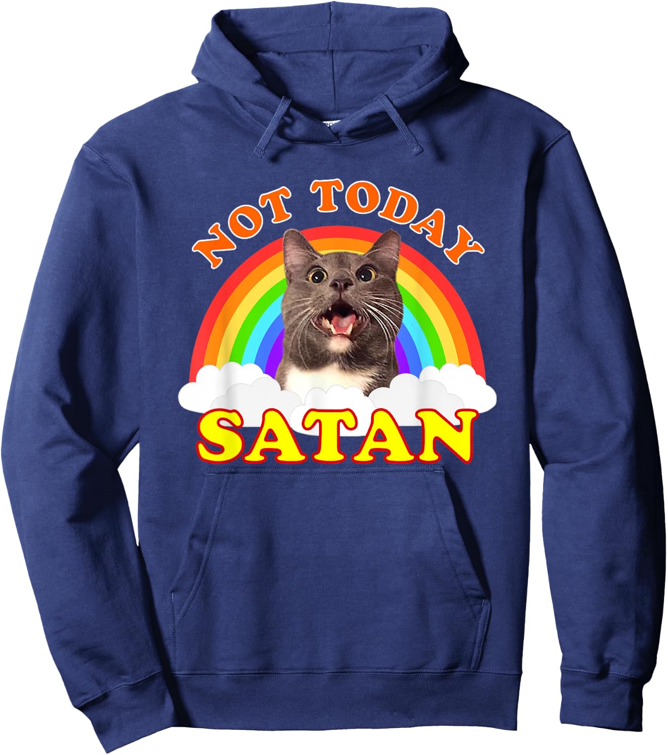 Funny Not Today Satan Cat Hoodie - Hoodie | Navy