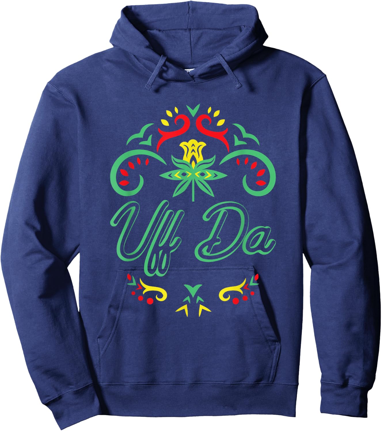 Uff Da Norwegian Rosemaling Funny Scandinavian Folk Norway Hoodie - Hoodie | Navy