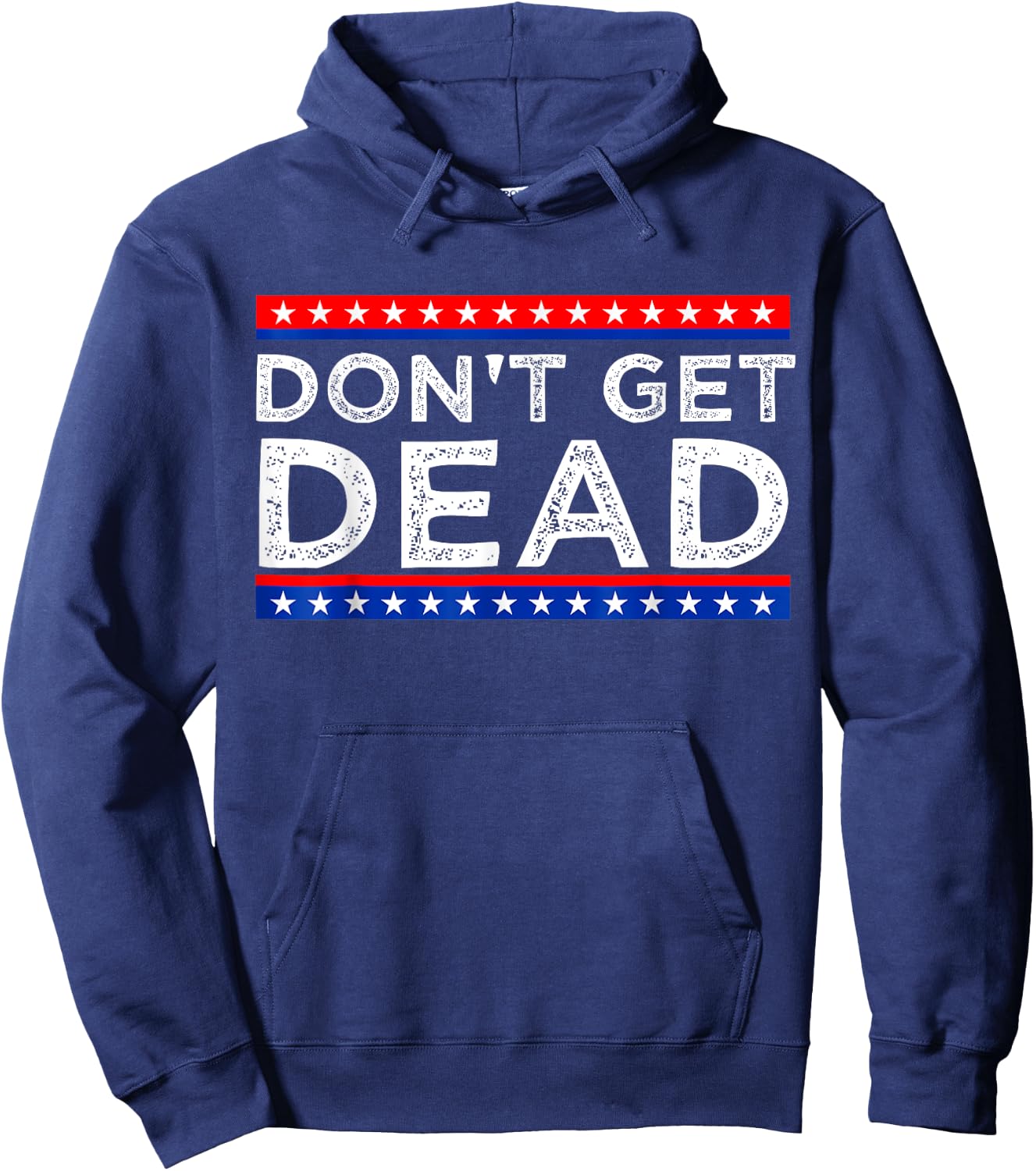 Don't Get Dead Black Vintage Humor , Small, Short Sleeve Hoodie - Hoodie | Navy
