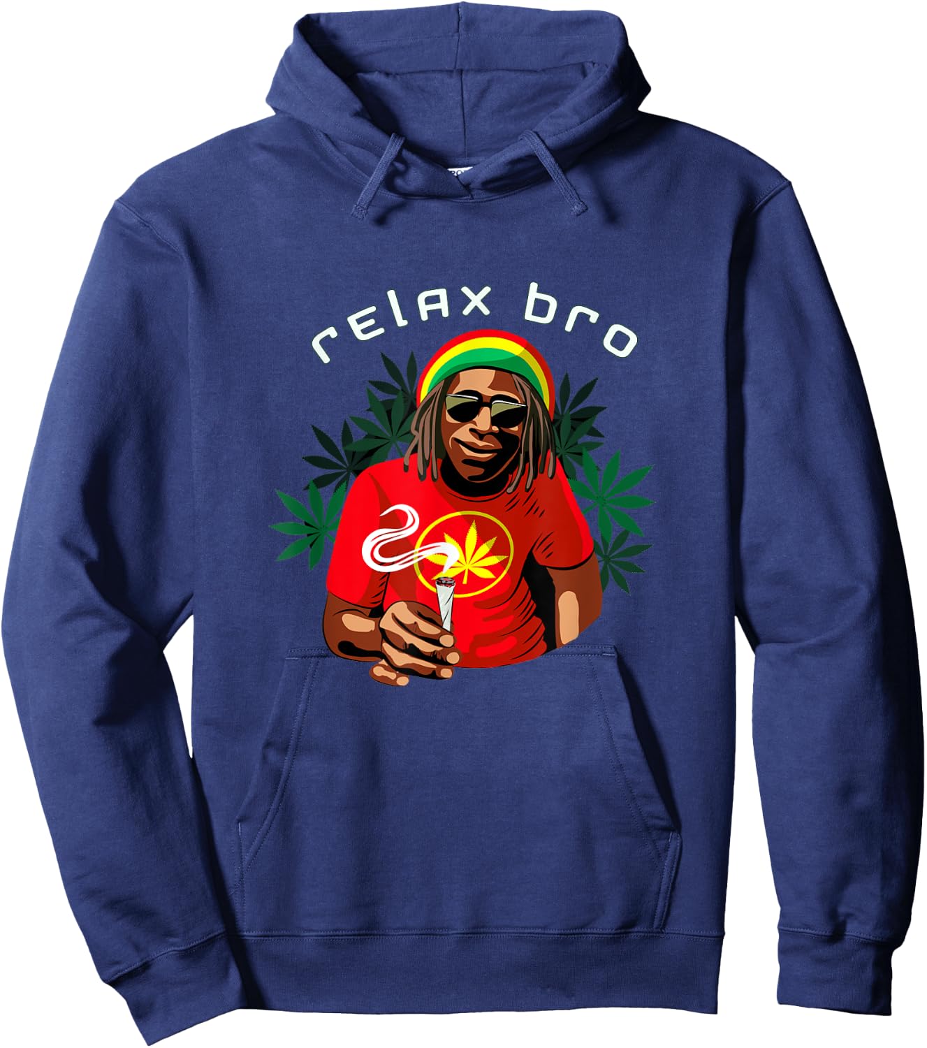 Funny Weed African Jamaican Rasta smoking Marijuana Relax Hoodie - Hoodie | Navy