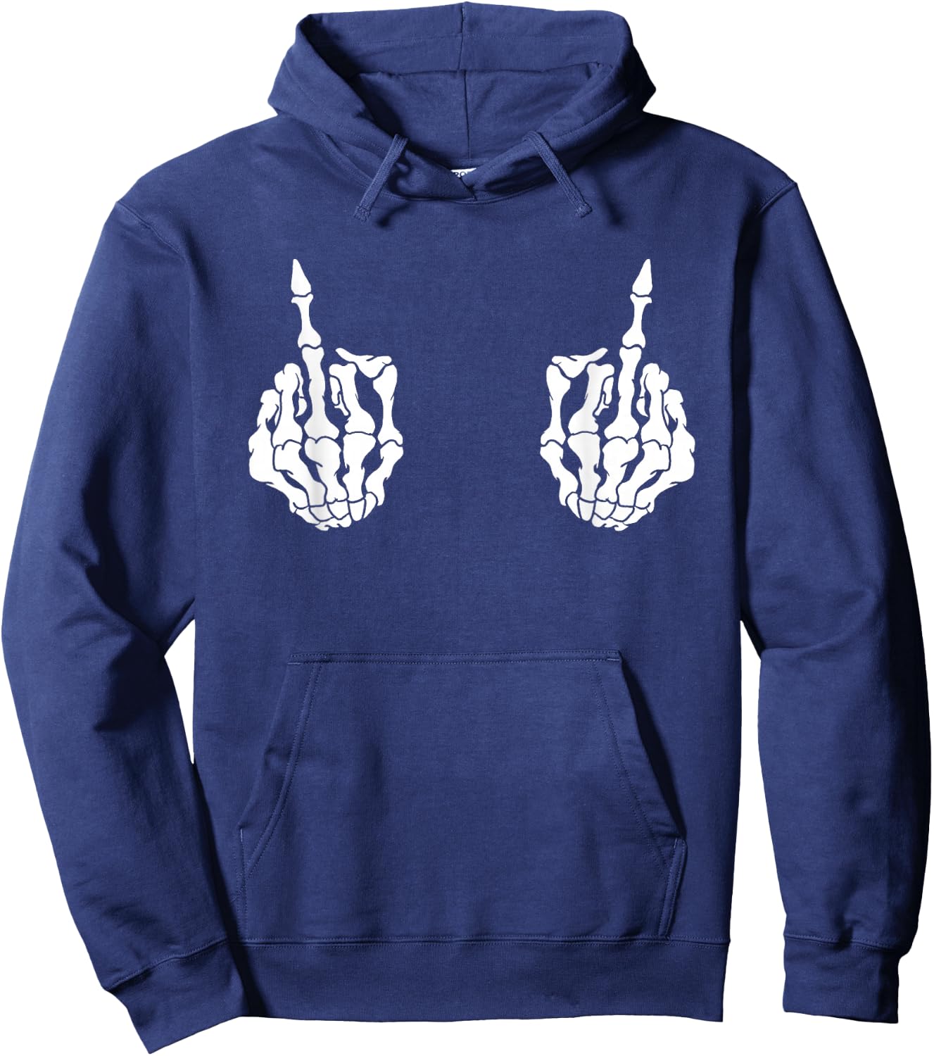 Skeleton Funny Middle Finger Fuck You Halloween Hoodie - Hoodie | Navy