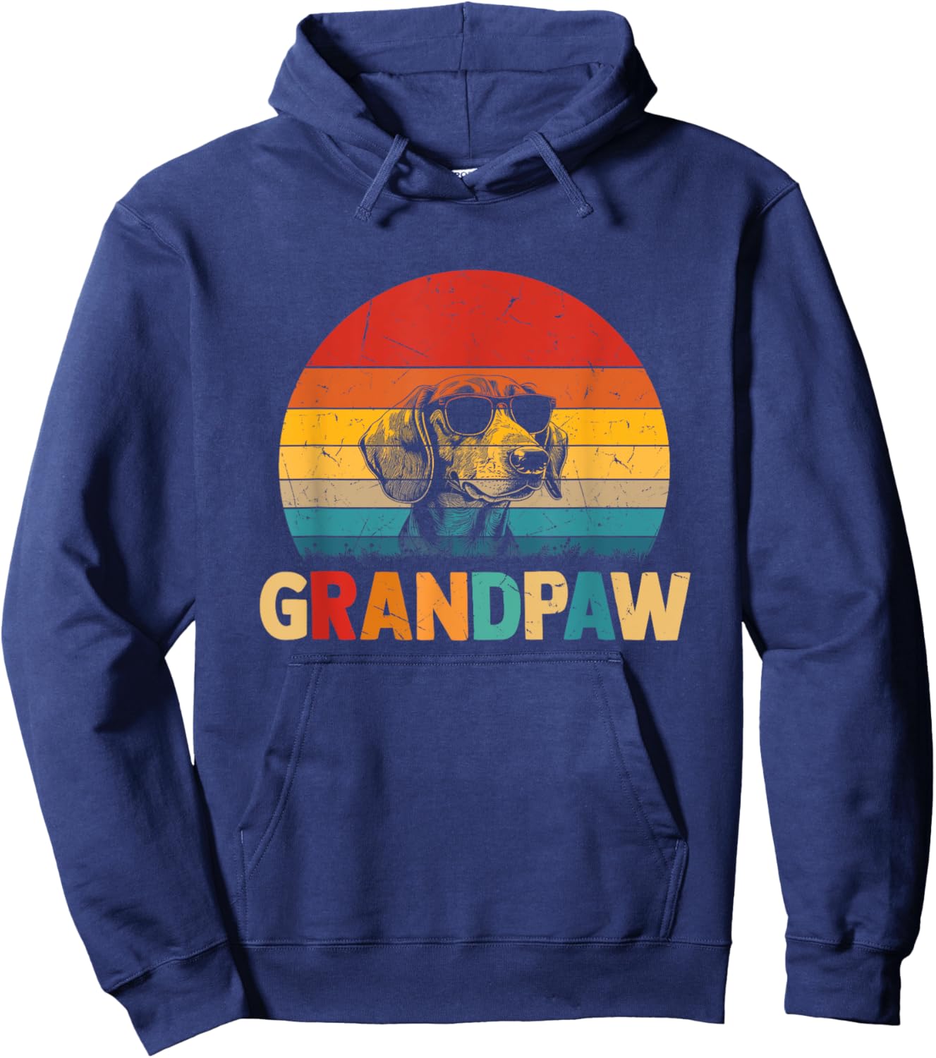 Funny Grandpaw Retro Vintage Dachshund Lover Grandpa Fathers Hoodie - Hoodie | Navy