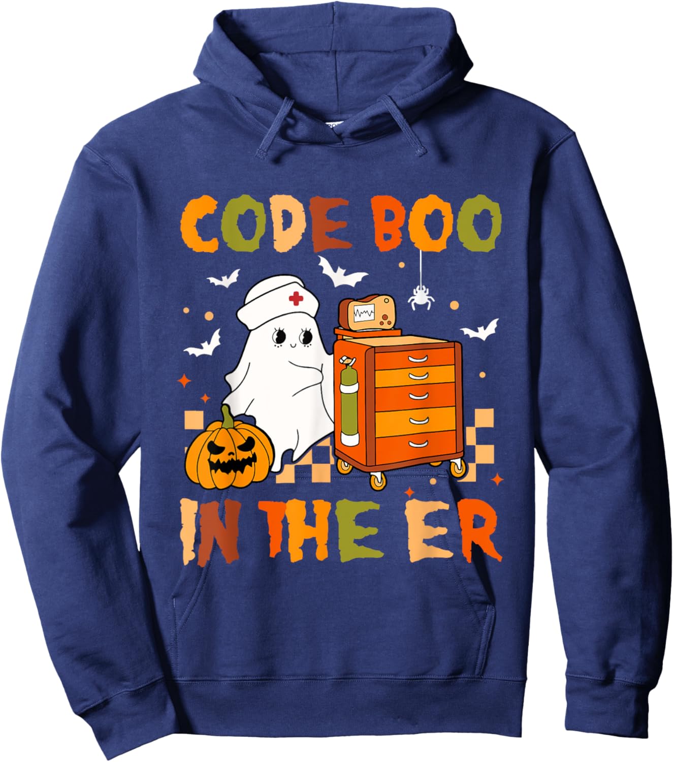 Halloween ER Costume Code Boo In The ER Nurse Crew Ghost Hoodie - Hoodie | Navy