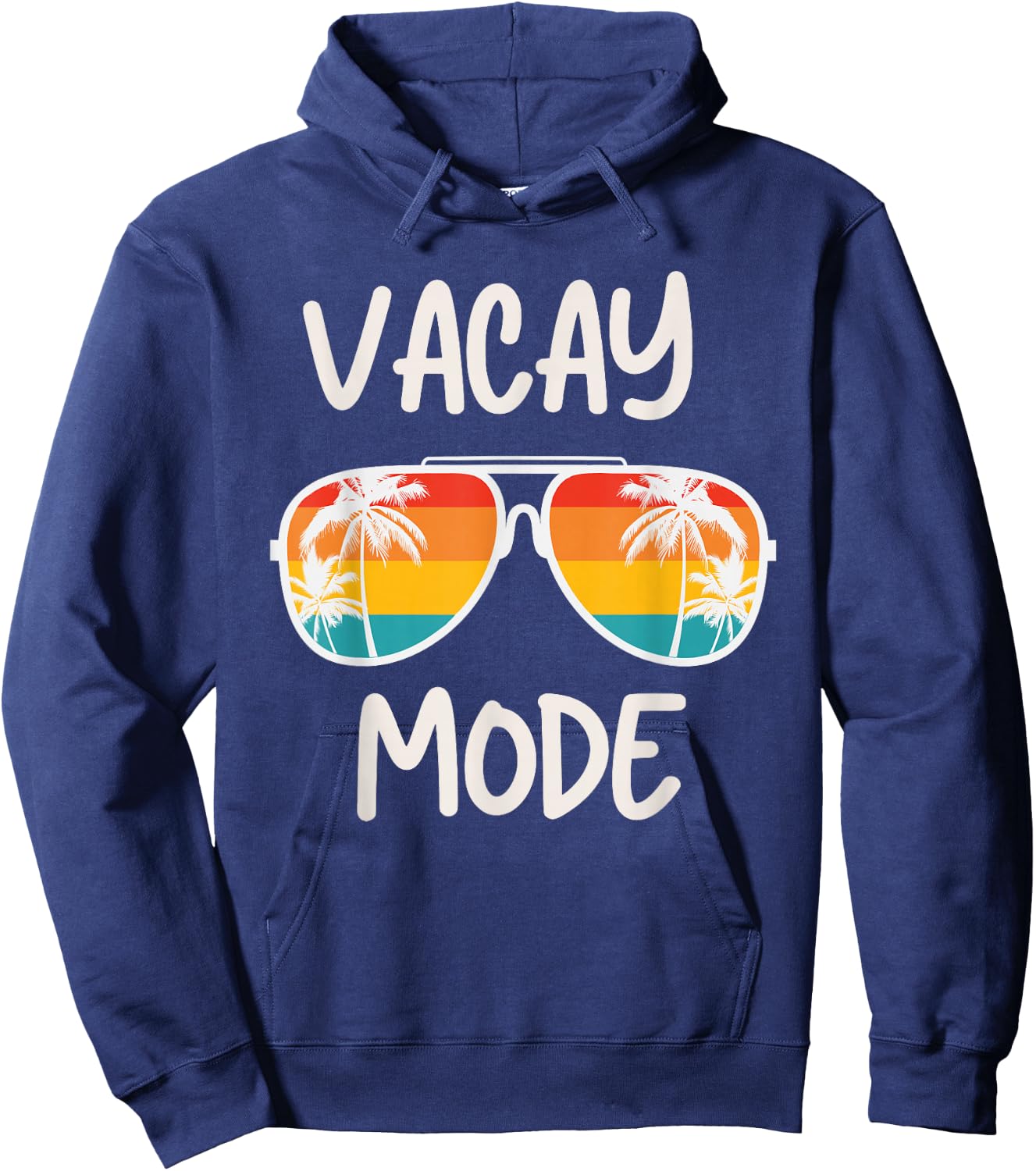 Vacation Summer Sunglasses and Palm Trees Vacay Mode Ocean Hoodie - Hoodie | Navy