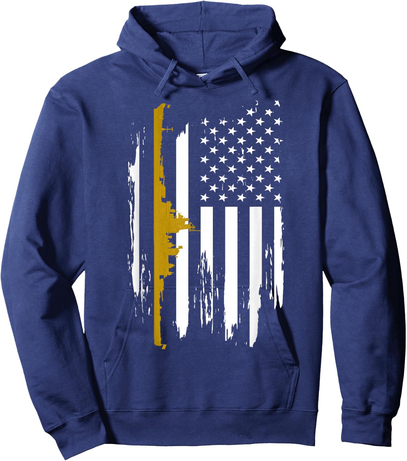 USS Wisconsin BB-64 Battleship Vintage American Flag Women Men Hoodie - Hoodie | Navy