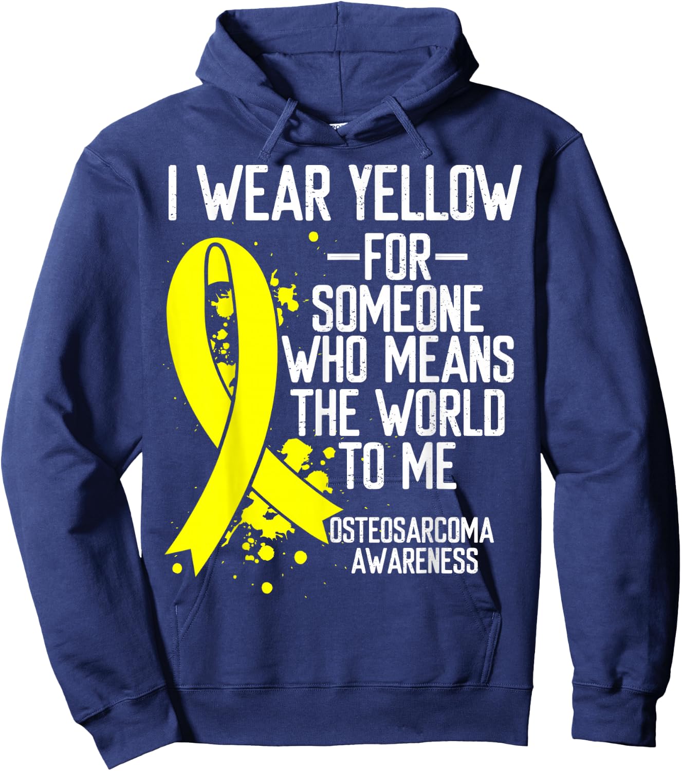 Osteosarcoma Awareness Wear Yellow Ribbon Bone Cancer Hoodie - Hoodie | Navy