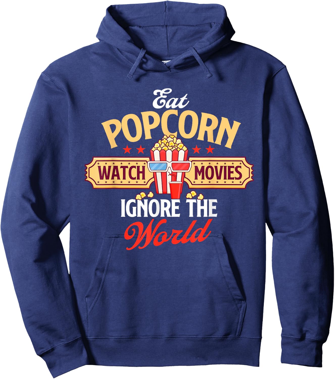 Eat Popcorn Watch Movies - Caramel Corn Popped Corn Hoodie - Hoodie | Navy