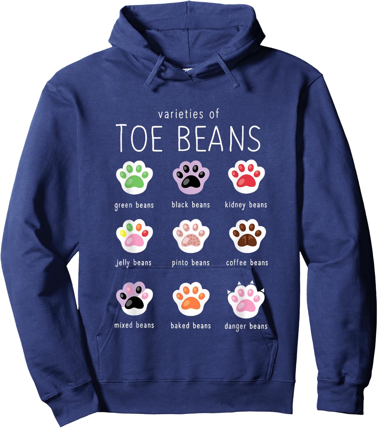 Funny Cat Lover Toe Beans Hoodie - Hoodie | Navy