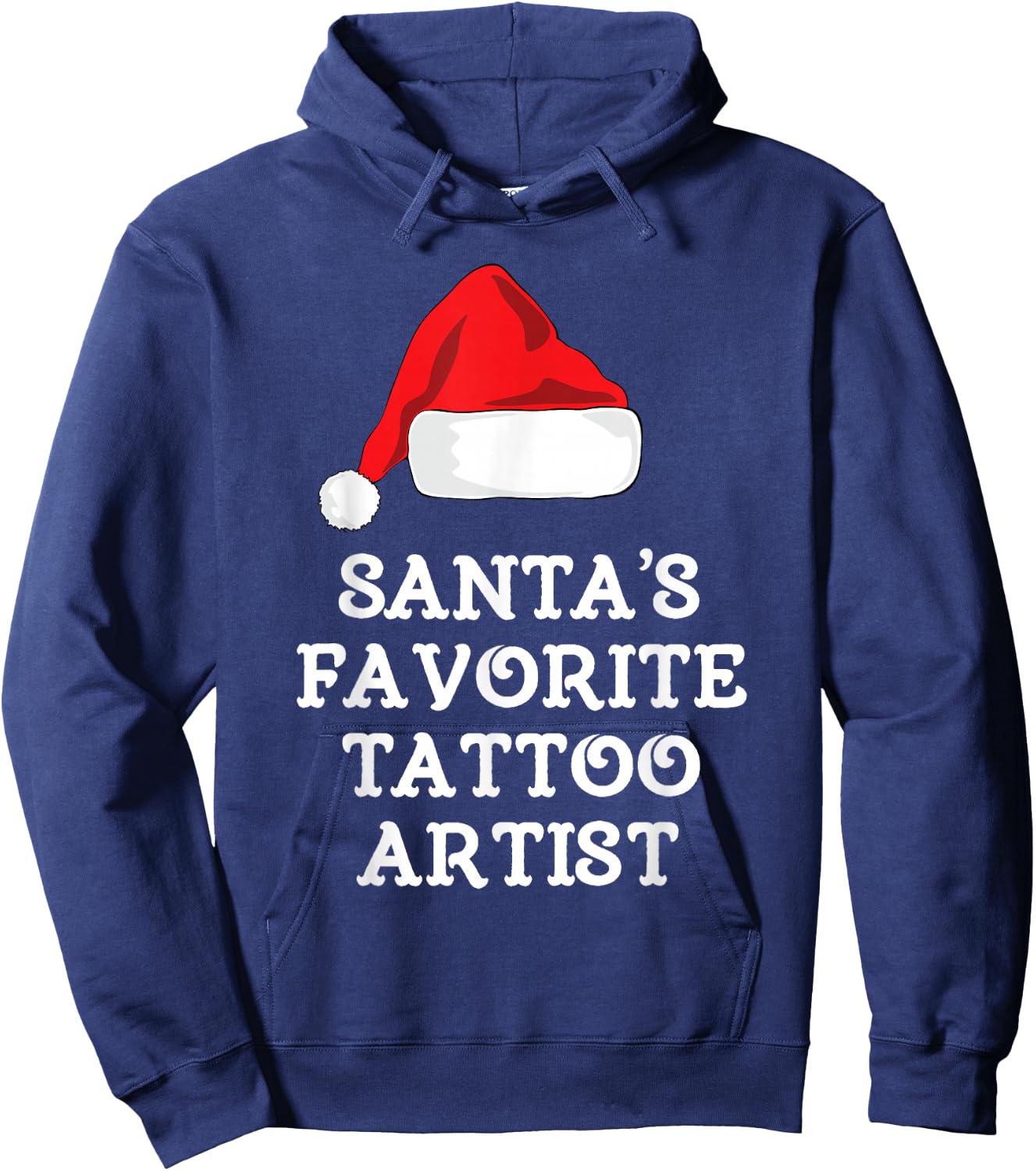 Santa's Favorite Tattoo Artist Christmas Hat Funny Tattooist Hoodie - Hoodie | Navy