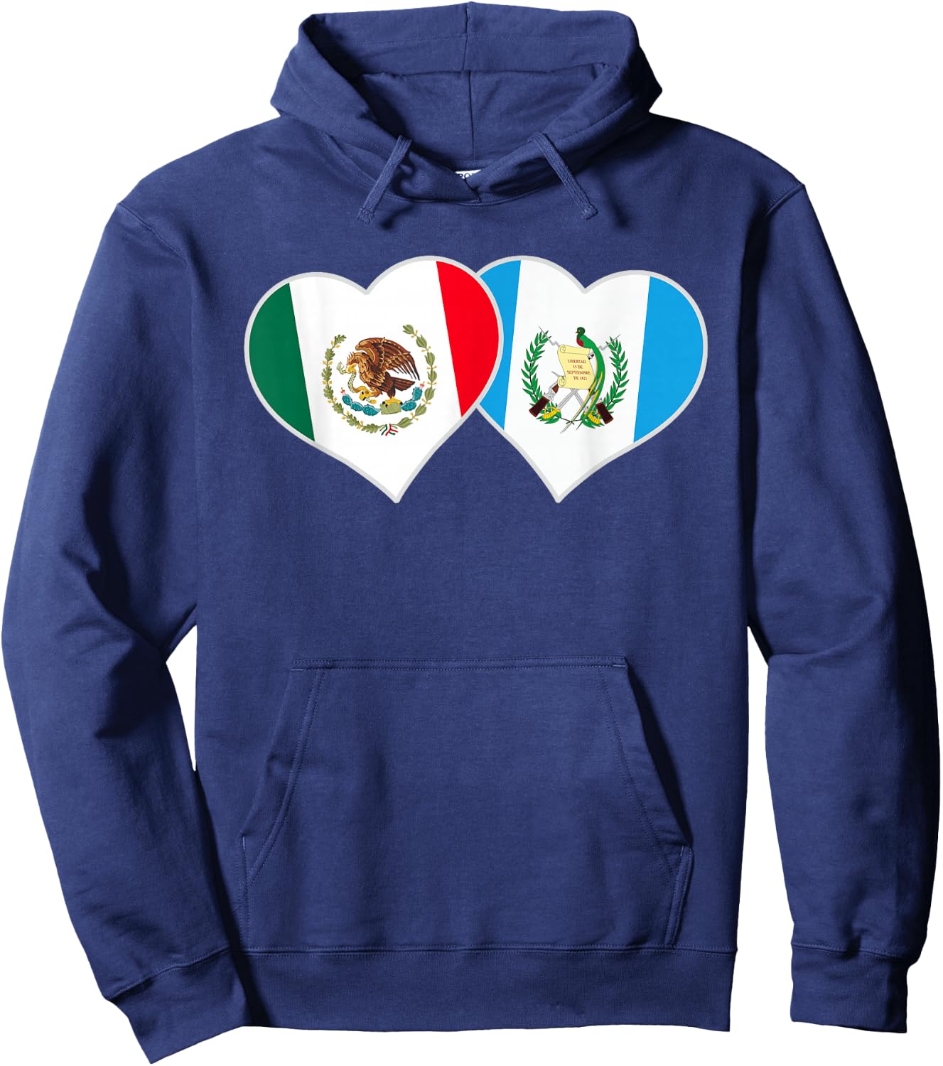 Mexican Guatemalan Flag Love Mexico Guatemala Heart Hoodie - Hoodie | Navy