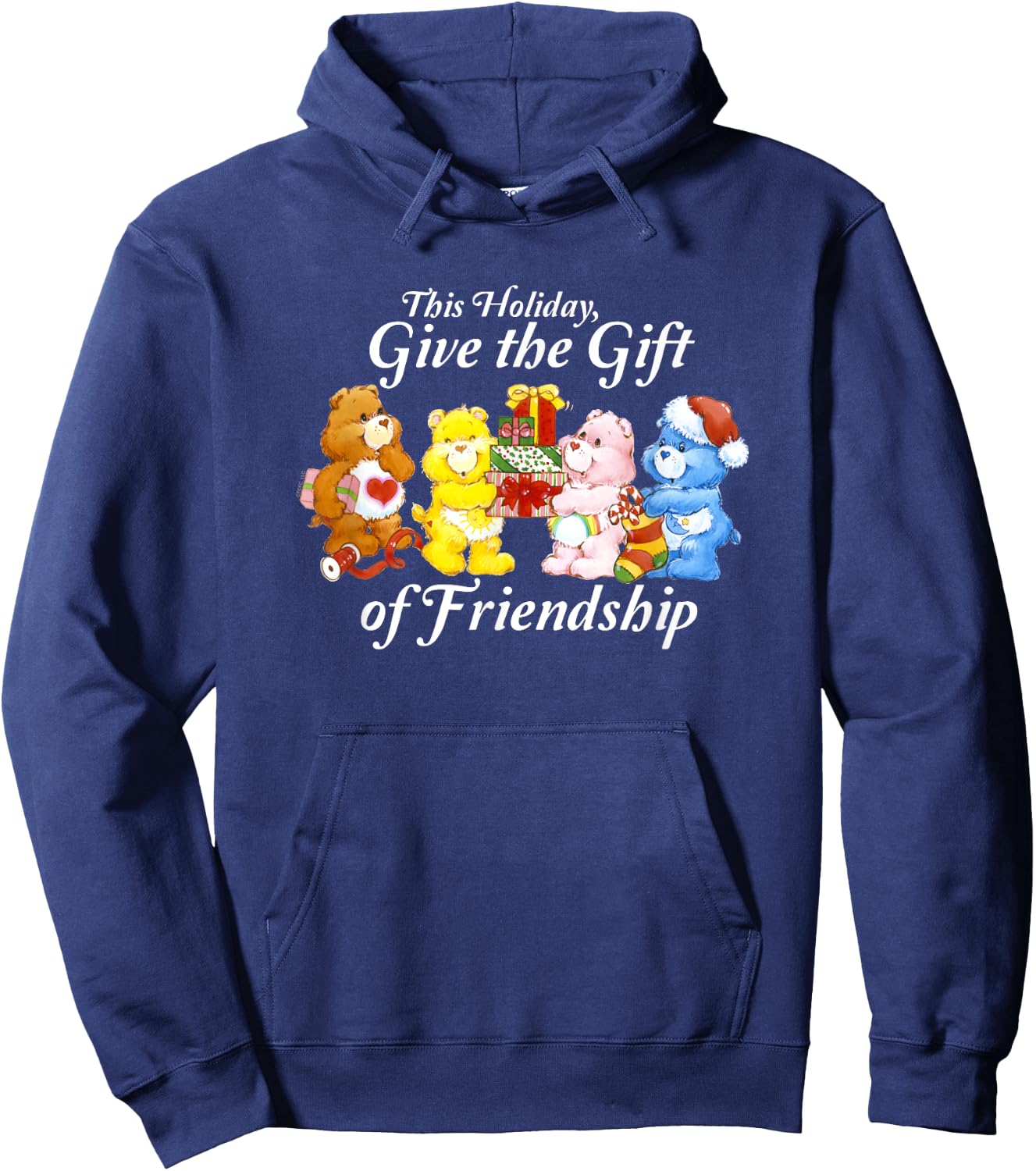 Care Bears Give the Gift of Friendship Christmas Cartoon Hoodie - Hoodie | Navy