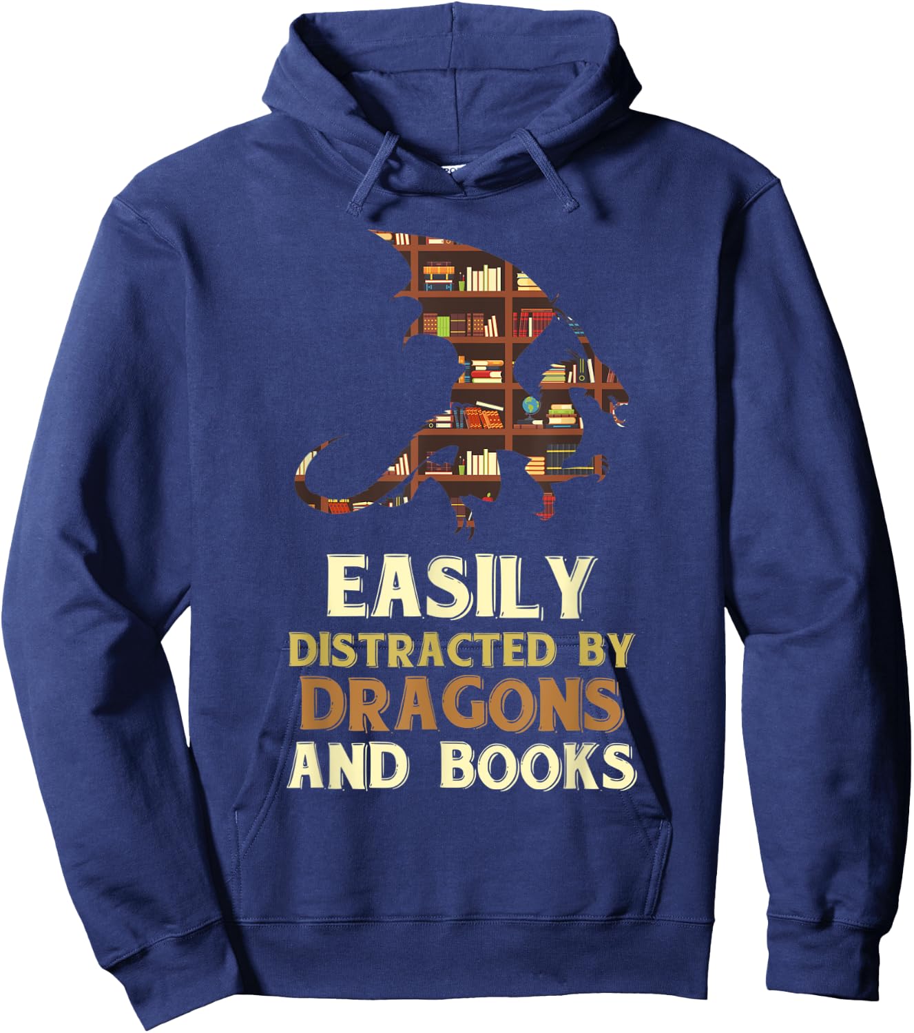 Easily Distracted By Dragons And Books Dragon Hoodie - Hoodie | Navy