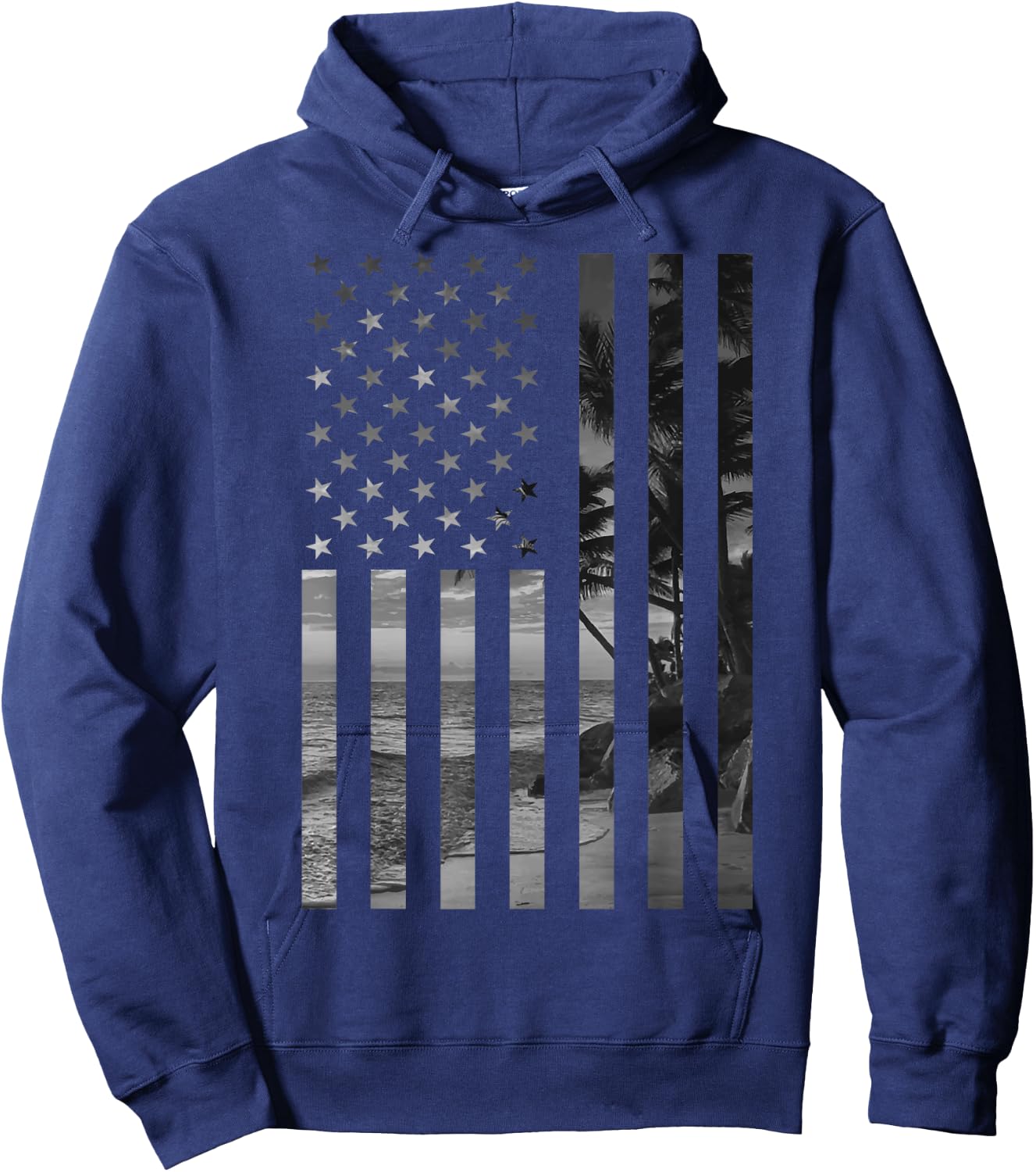 Funny American Flag Hawaiian Gift Men Women Cool Hawaii Trip Hoodie - Hoodie | Navy