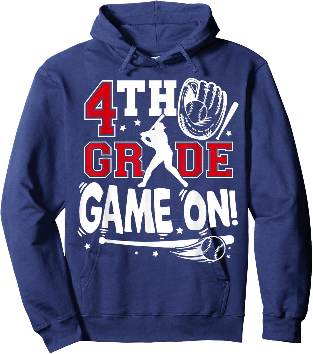 4th Grade Game On First Day of School Baseball Fourth Grade Hoodie - Hoodie | Navy
