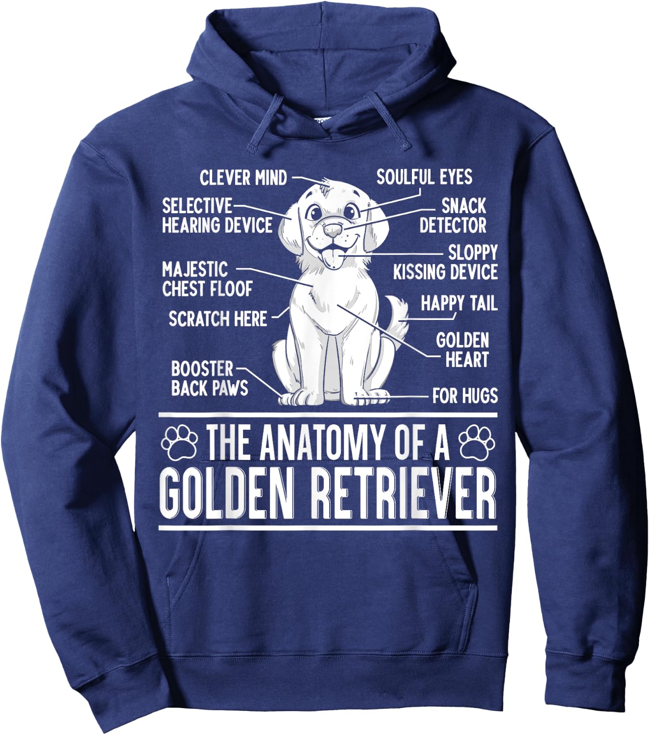 The Anatomy Of A Golden Retriever Funny Dog Lover Puppy Men Women Kids Hoodie - Hoodie | Navy
