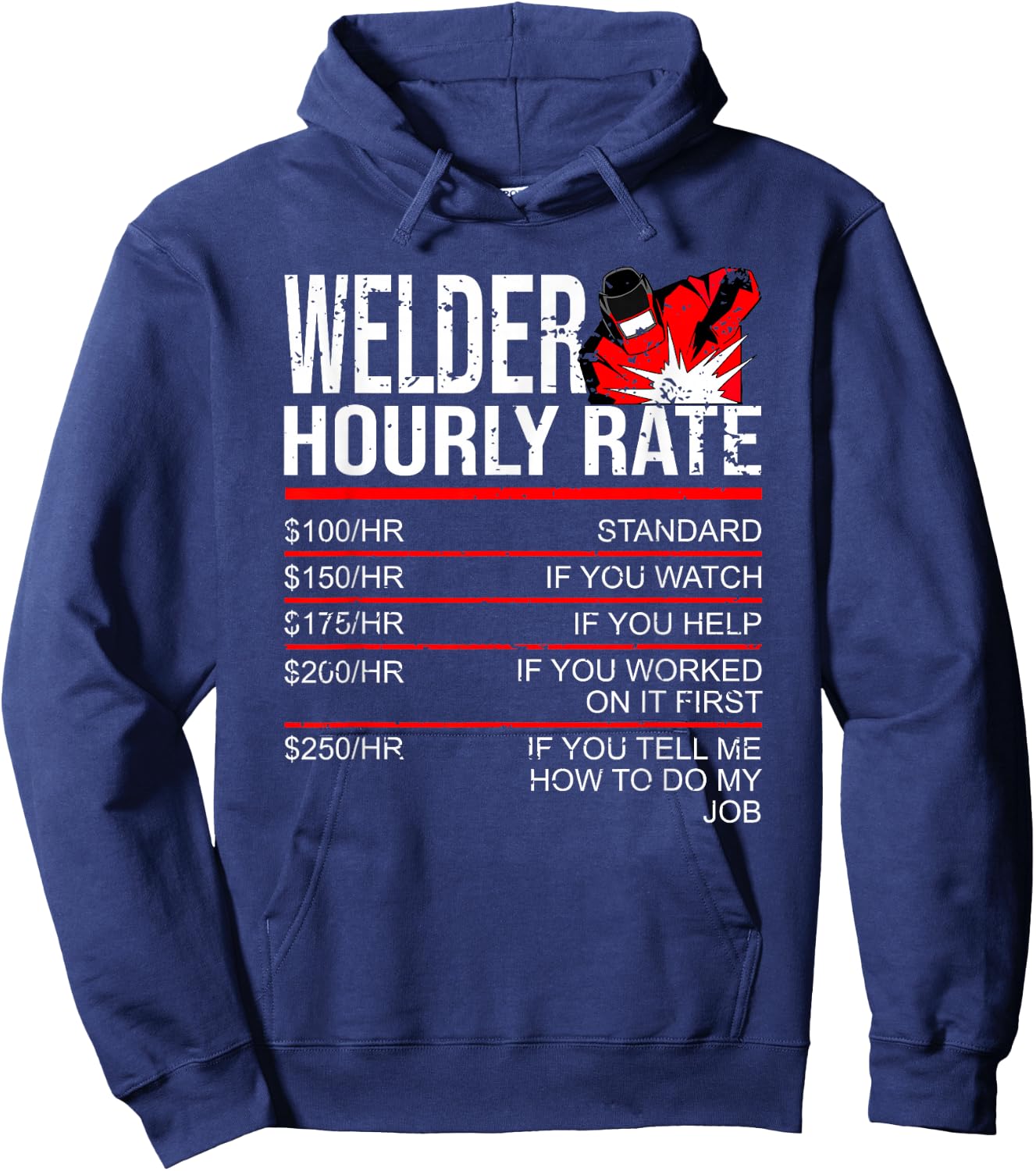 Welder Hourly Rate Funny Welder Small Hoodie - Hoodie | Navy