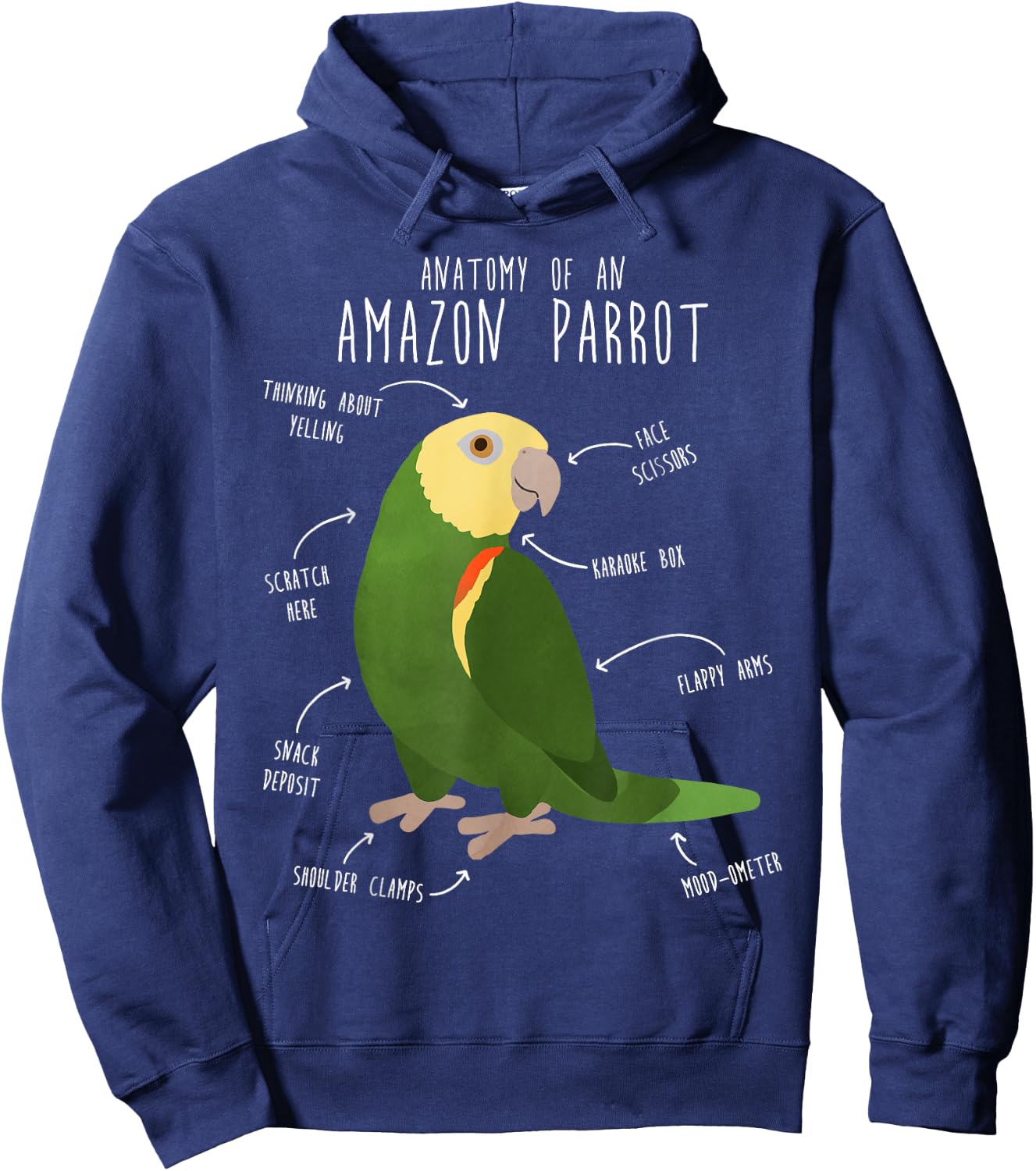 Amazon Parrot Anatomy, Cute Funny Pet Double Yellow Bird Hoodie - Hoodie | Navy