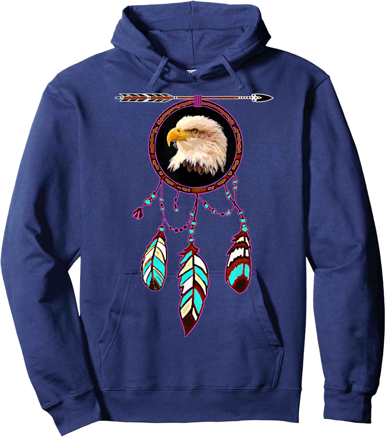 Native American Tribal Dream Catcher Eagle Spirit Animal Hoodie - Hoodie | Navy