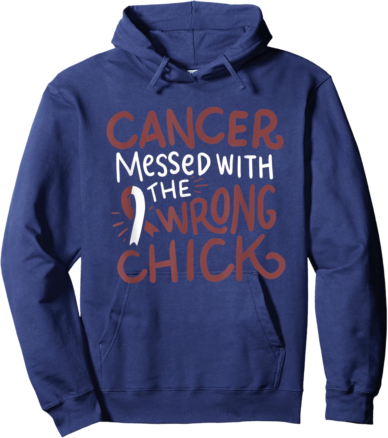 Head Neck Cancer Fighter Chemo Gift White Burgundy Ribbon Hoodie - Hoodie | Navy