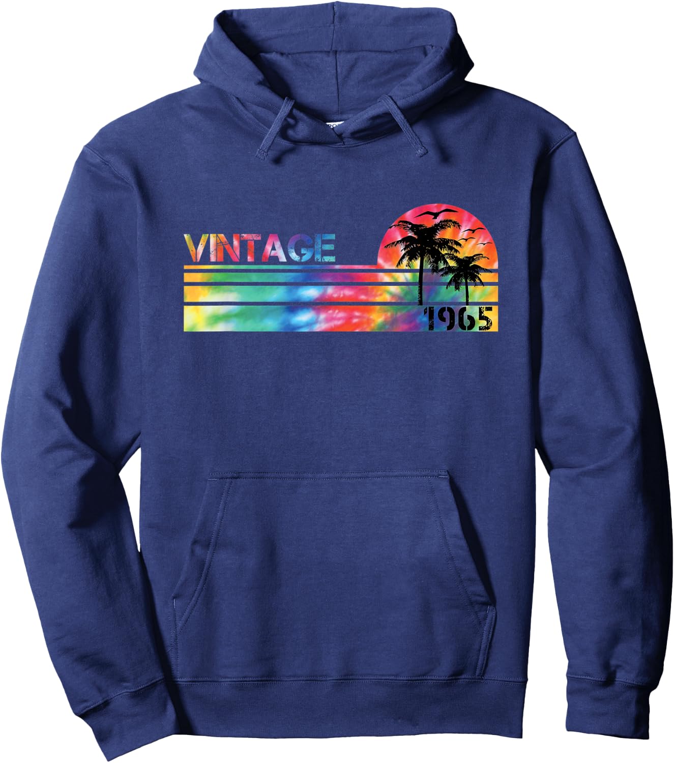 Vintage 1965 Tie Dye Vintage Birthday People Born in 1965 Hoodie - Hoodie | Navy