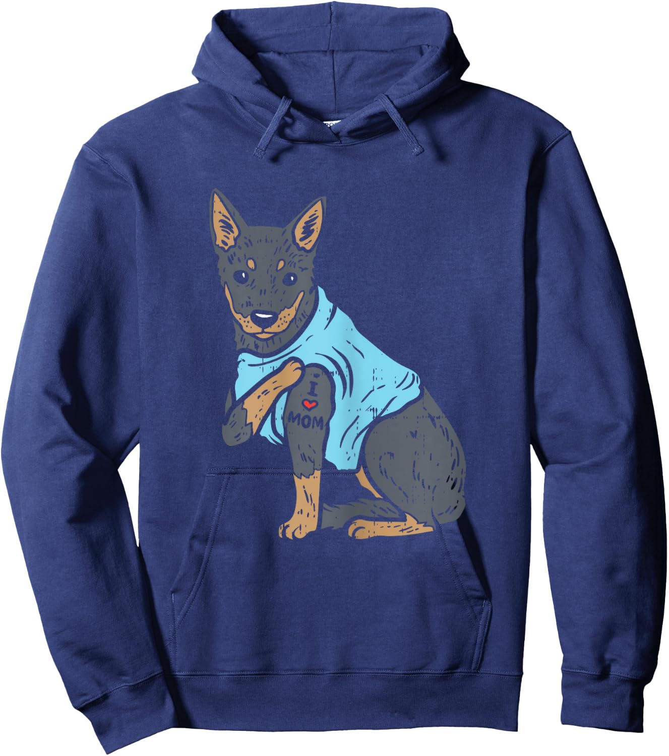 Heeler I Love Mom Animal Pet Red Blue Cattle Dog Women Gift Hoodie - Hoodie | Navy