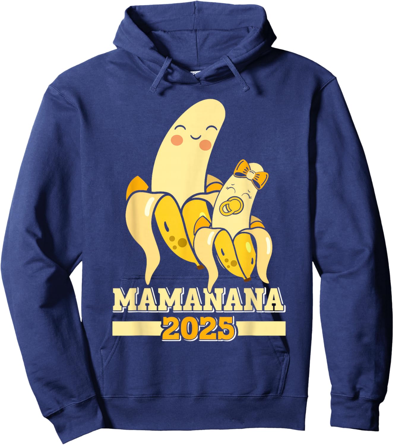 Soon Mom MAMANANA 2025 Banana Baby Prediction Pregnant Hoodie - Hoodie | Navy