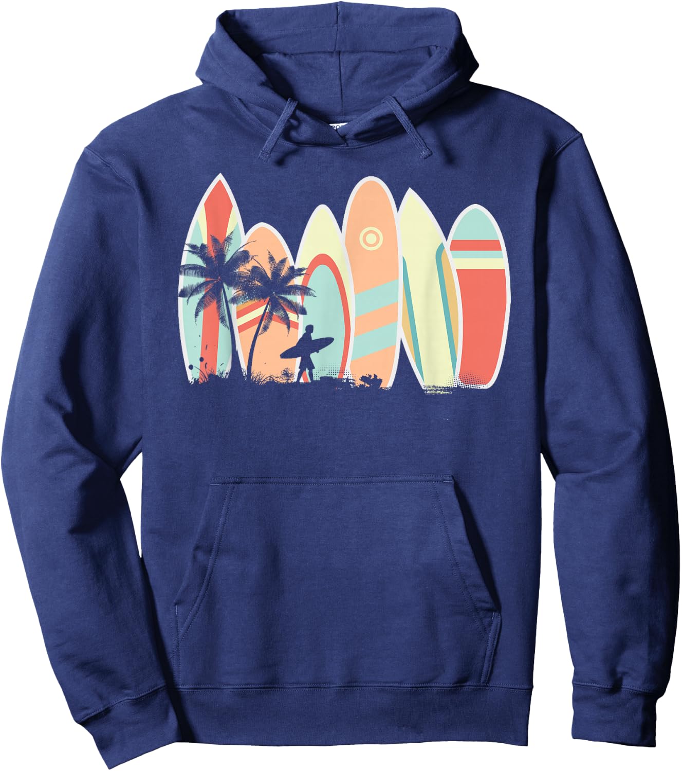 Retro Vintage Surfboard Surfing Surfboarder Wave Surfer Hoodie - Hoodie | Navy