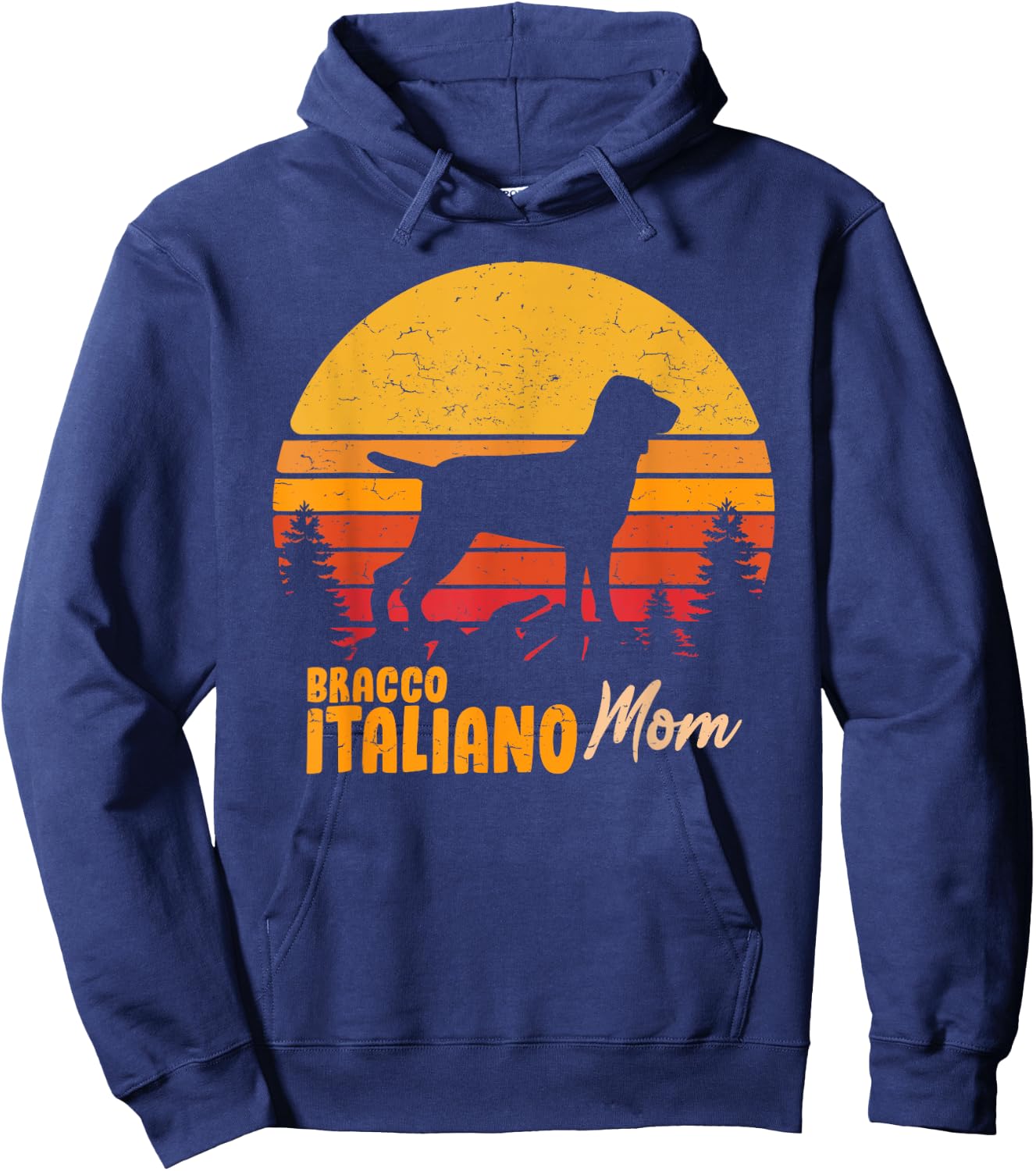 Bracco Italiano Mama Vintage Retro Dog Women's Gift Hoodie - Hoodie | Navy