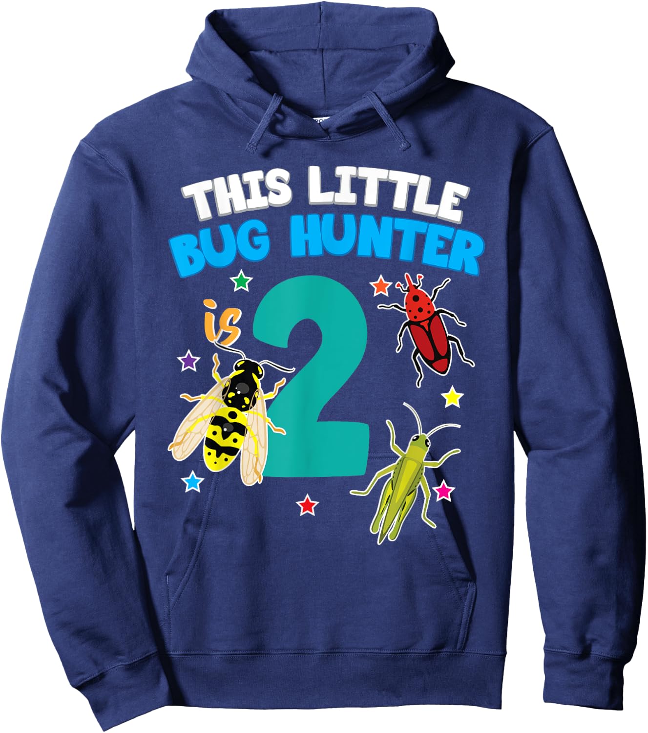 This Little Bug Hunter is 2 Insect 2nd Birthday Girls Boys Hoodie - Hoodie | Navy