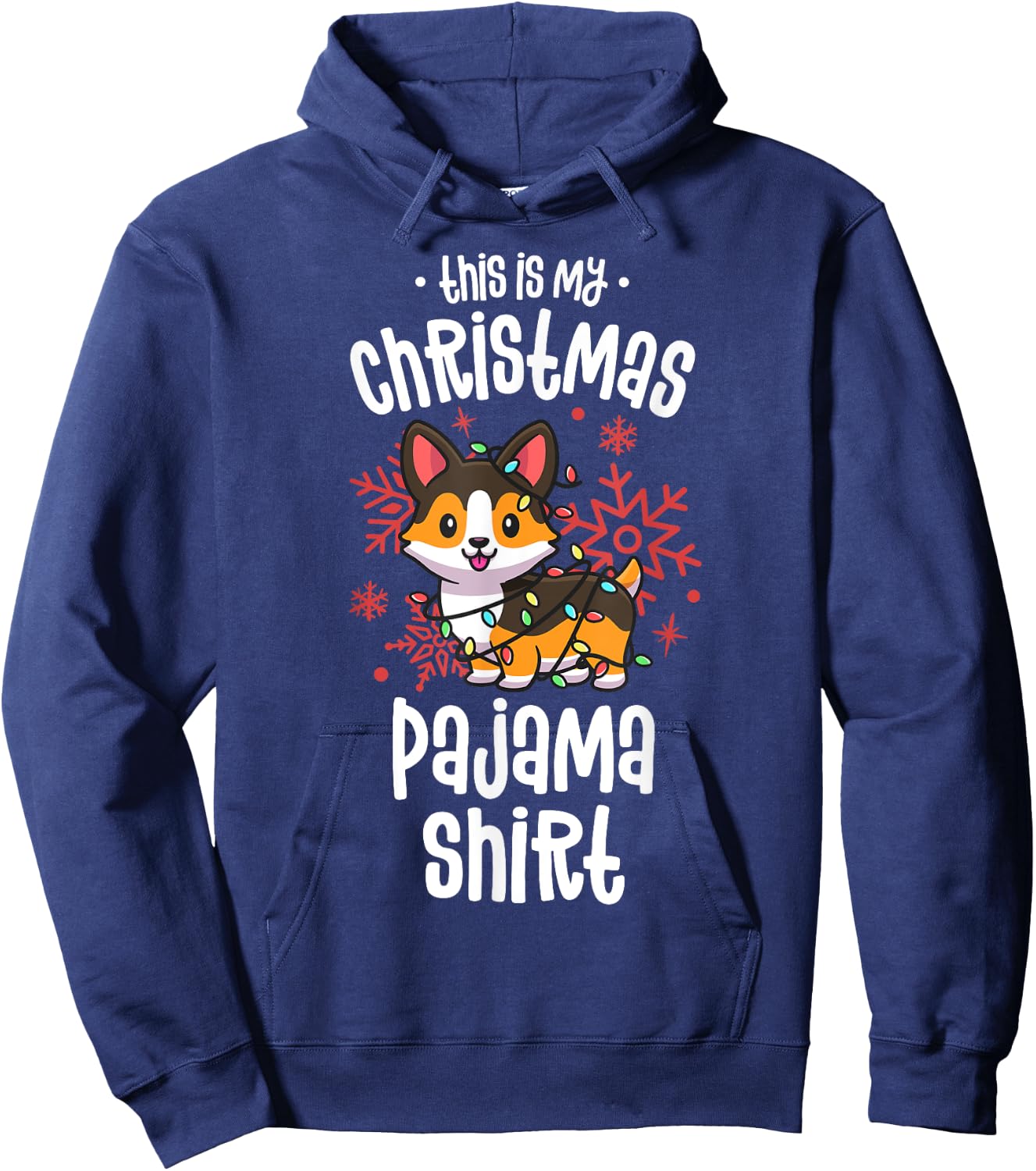This Is My Christmas Pajama Shirt Tricolor Corgi Pjs Xmas Hoodie - Hoodie | Navy