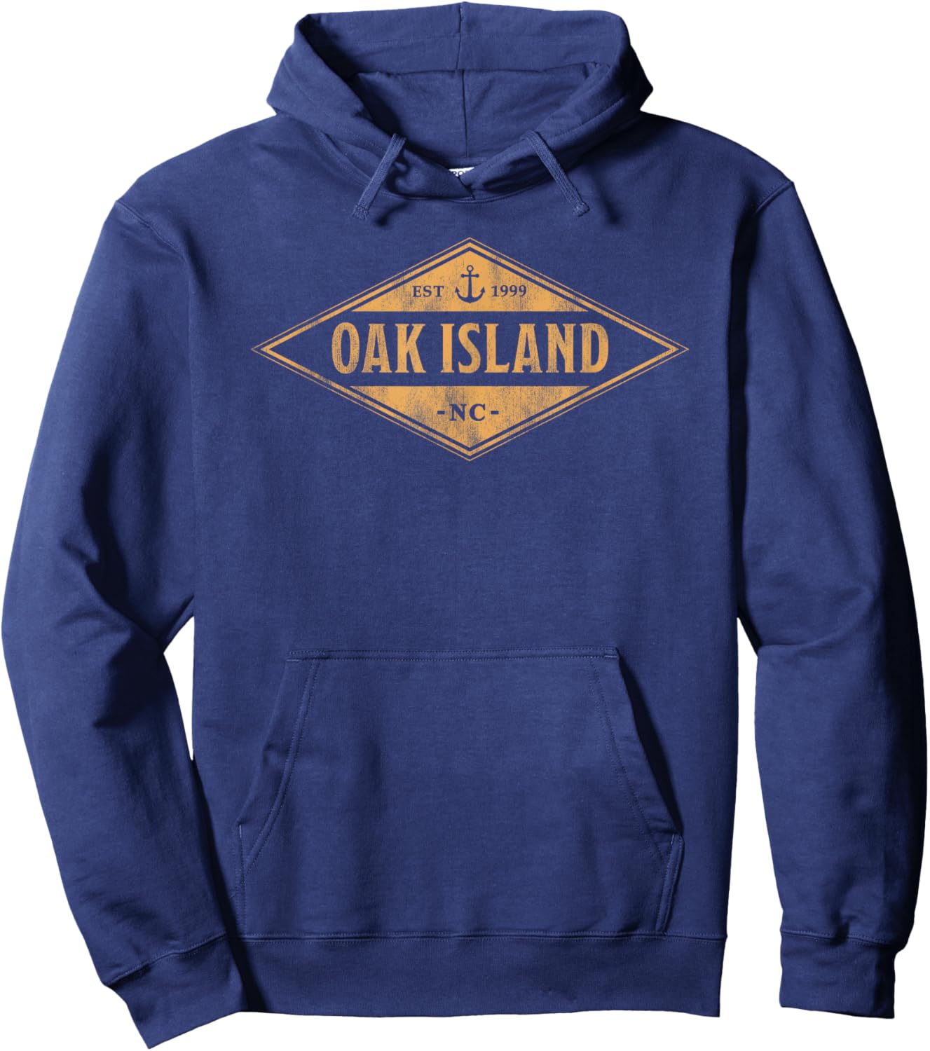 Oak Island North Carolina Vintage Badge Vacation Beach Hoodie - Hoodie | Navy