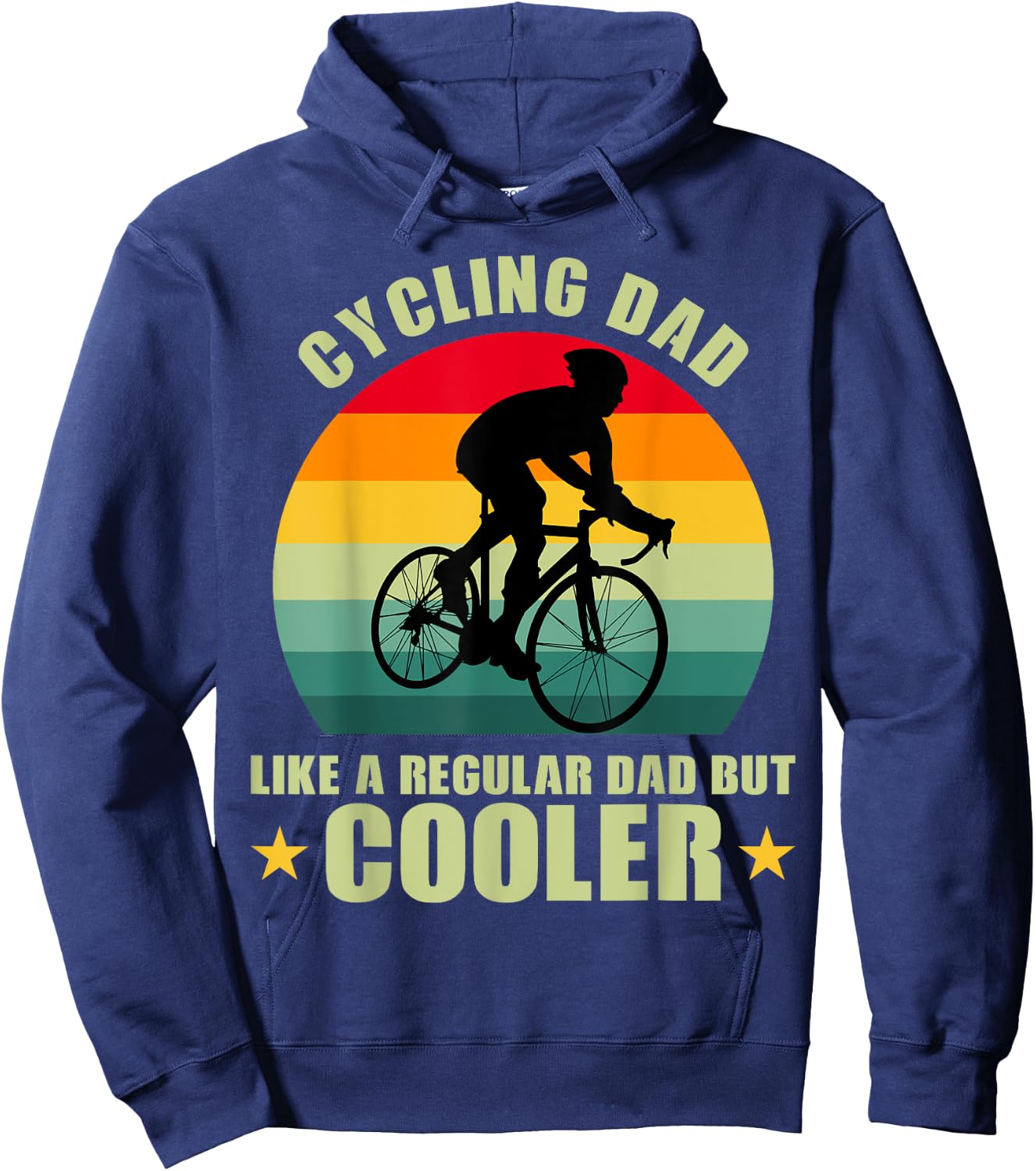 Cool Cyclist Biking Lovers Cycling Dad Like A Regular Dad But Cooler -Kids, Women, Men Black Short Sleeve Retro Cycling Small Hoodie - Hoodie | Navy