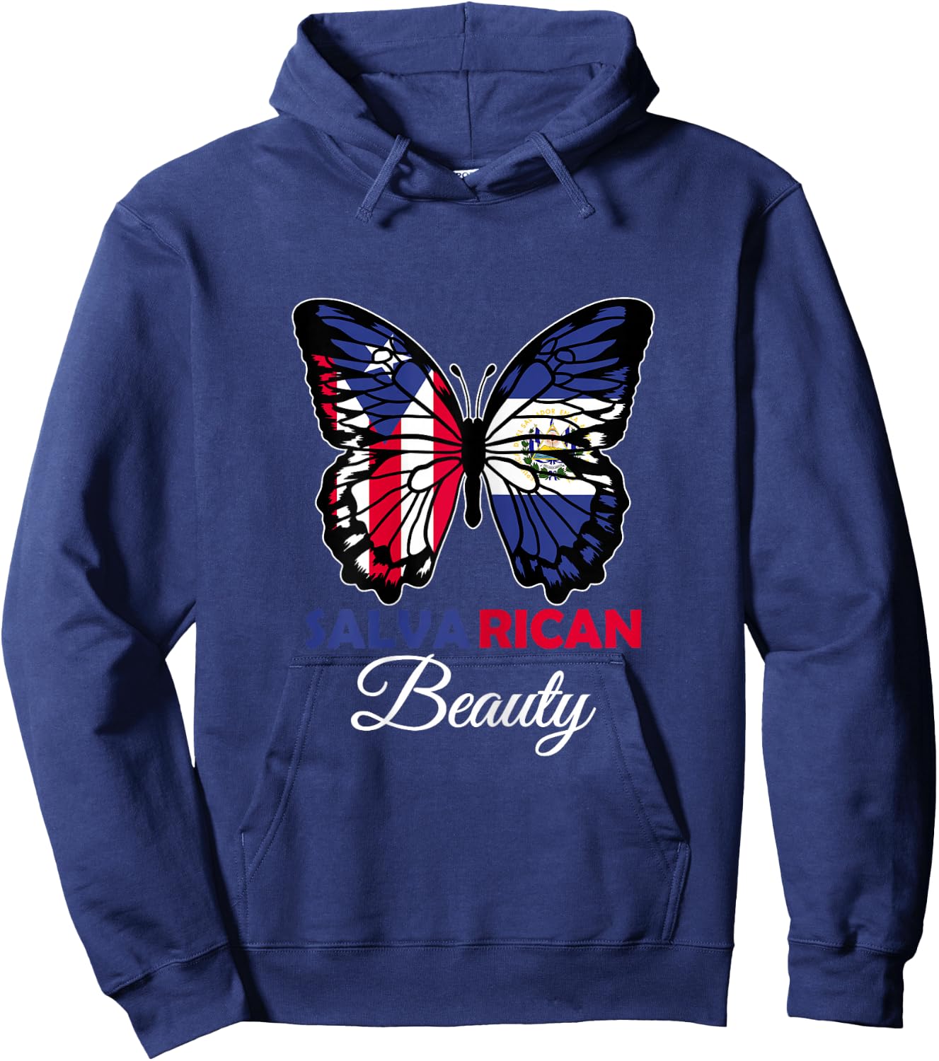 Salvarican Beauty Butterfly Heritage Salvador Puerto Rico Hoodie - Hoodie | Navy