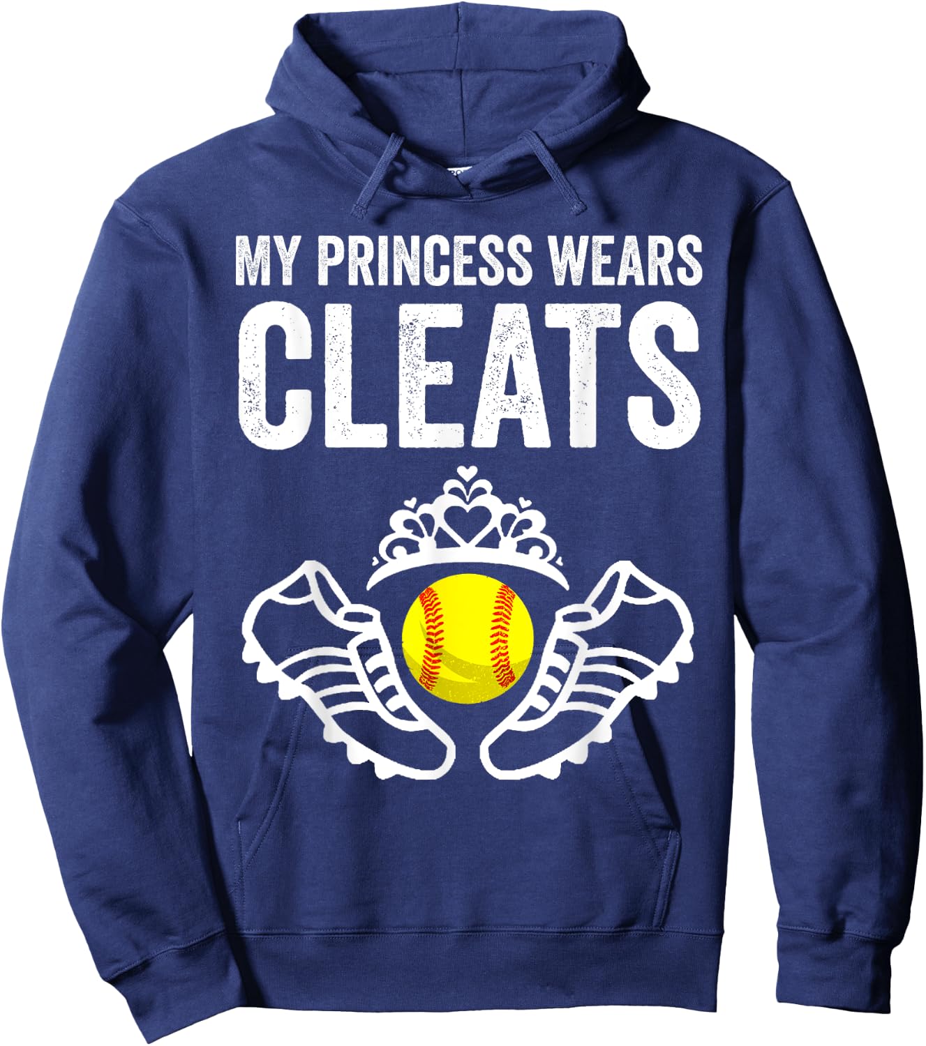 Funny My Princess Wears Cleats Gift Softball Moms Dads Hoodie - Hoodie | Navy